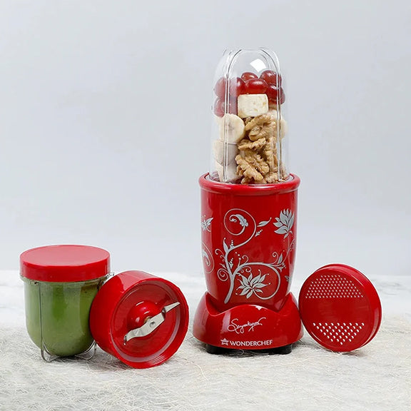Sanjeev Kapoor Nutri Blend 22000 RPM Mixer Grinder & Blender Stainless steel Blades 2 Unbreakable Jars 400 W in Red Colour