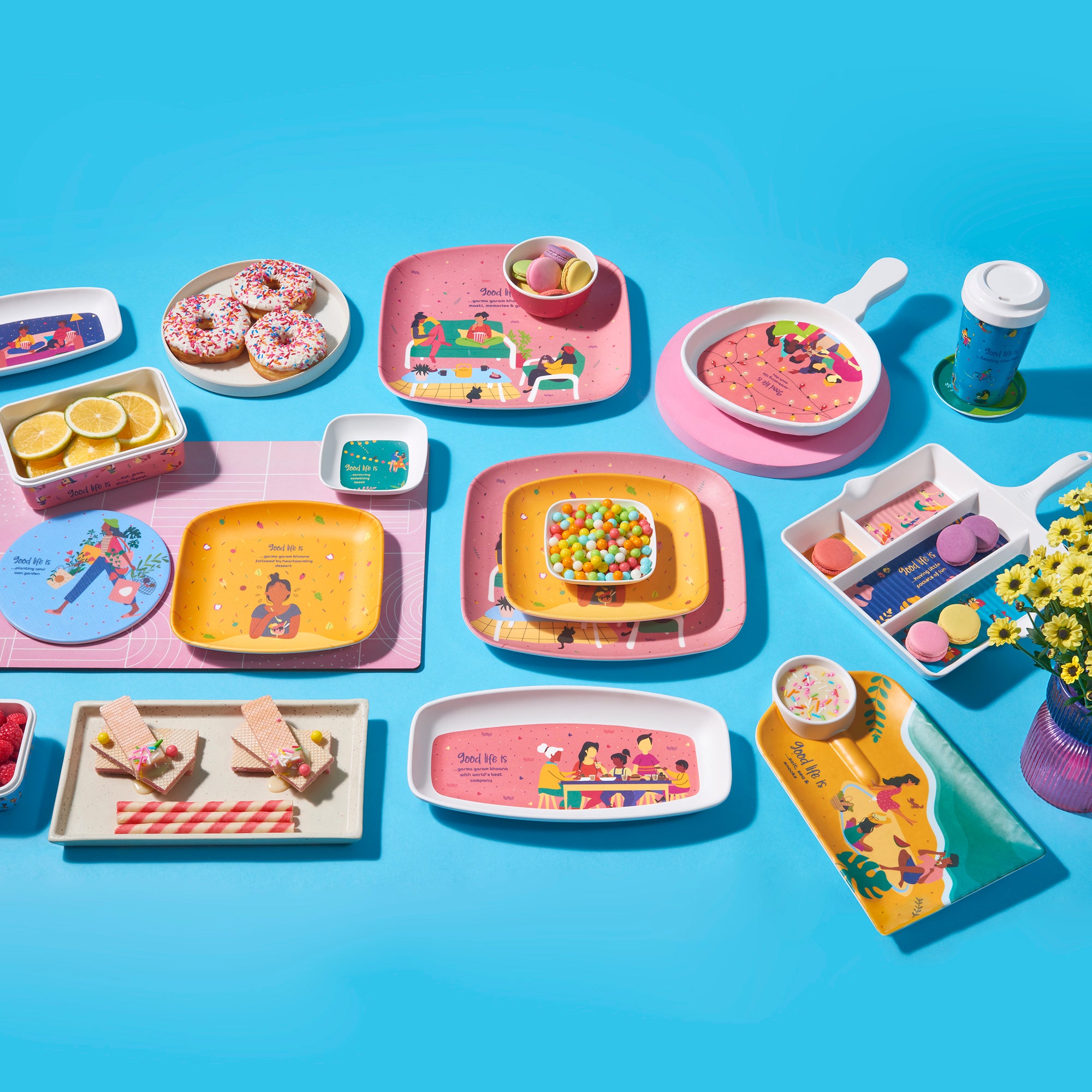 Good Life Melamine Square Small Plate Set of 2 in Multi Colour