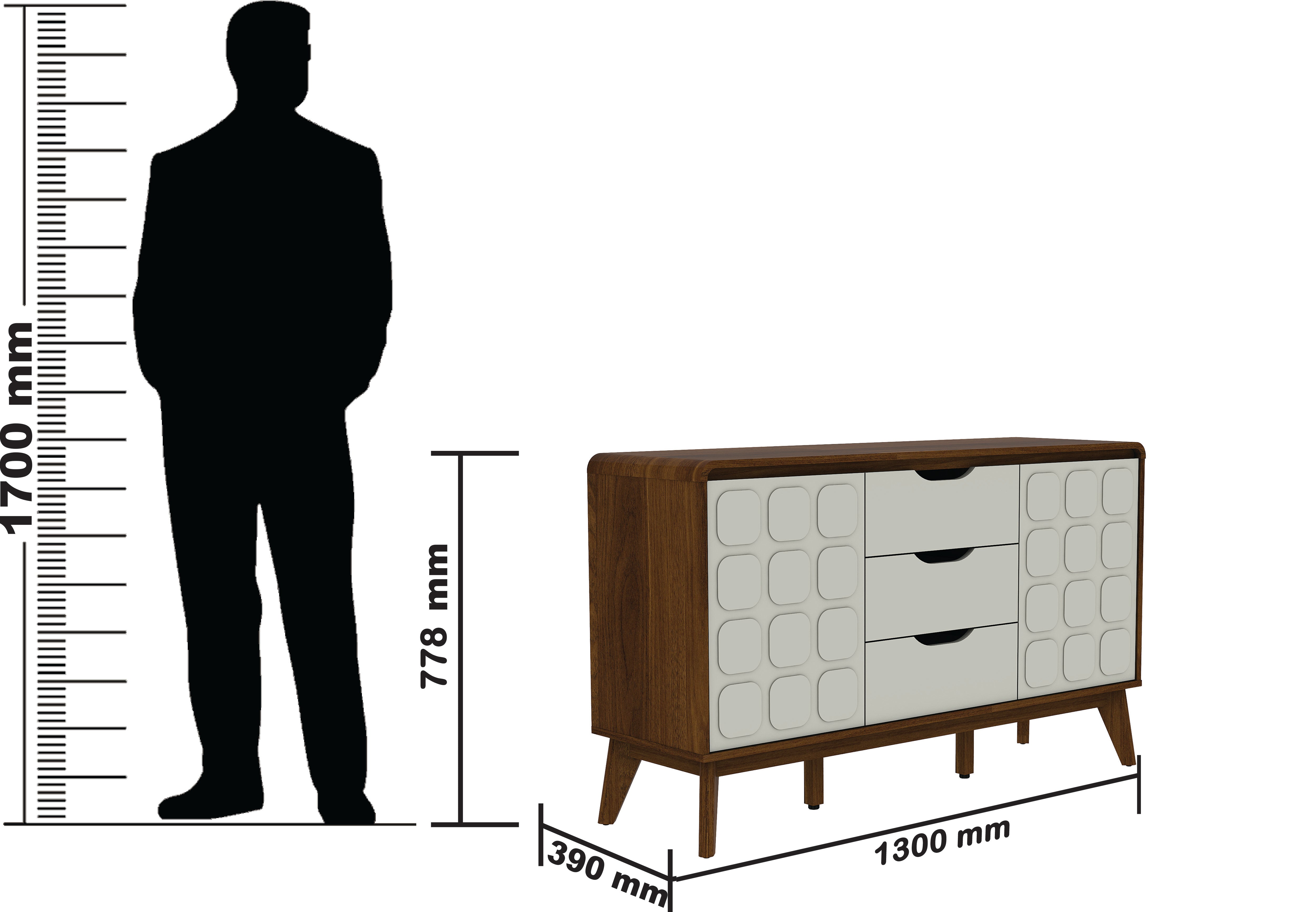 Opus Sideboard in White & Walnut Colour