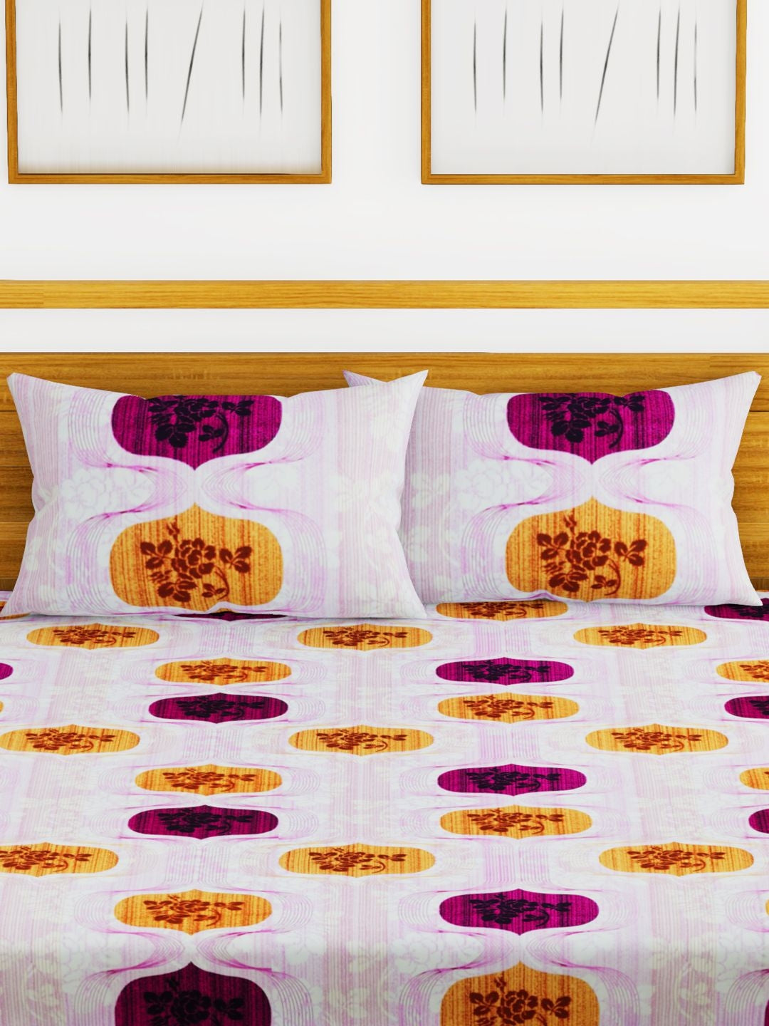Essenza Cotton King Bed Sheet 220X254 CM in Purple Colour