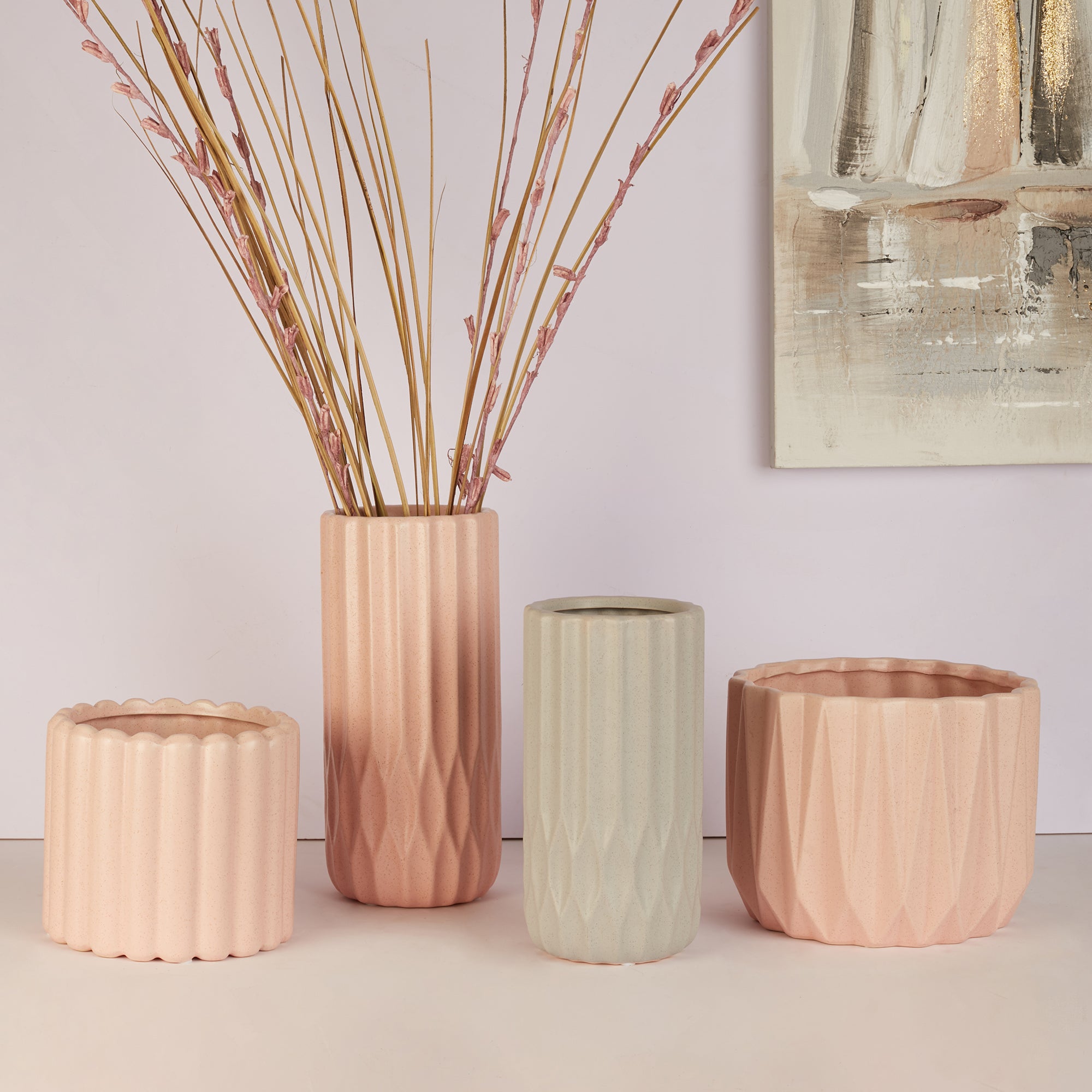 Silk Route Ceramic Planter 14Cm in Pink Colour
