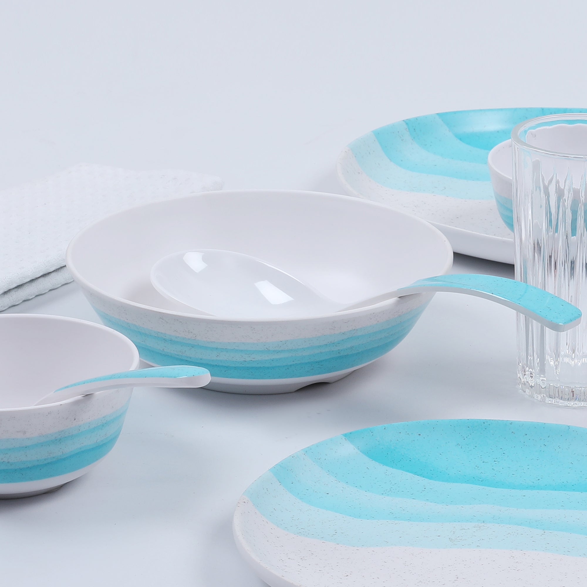 Emilia Melamine Speckles Serving Bowl in Dusky Blue Colour
