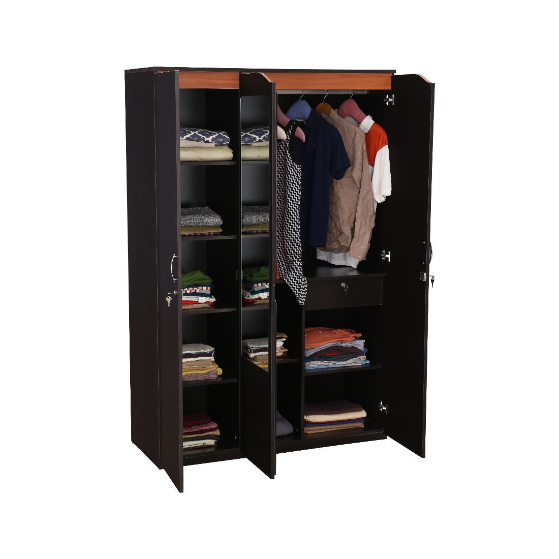 Swirl Three door Wardrobe in Wenge Colour