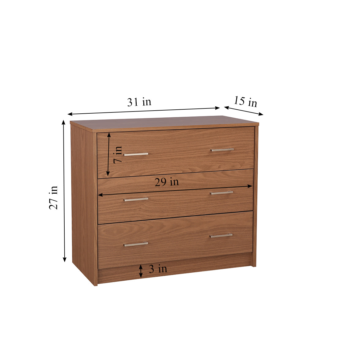 Atlas Engineered Wood Chest of Drawers in Walnut Colour