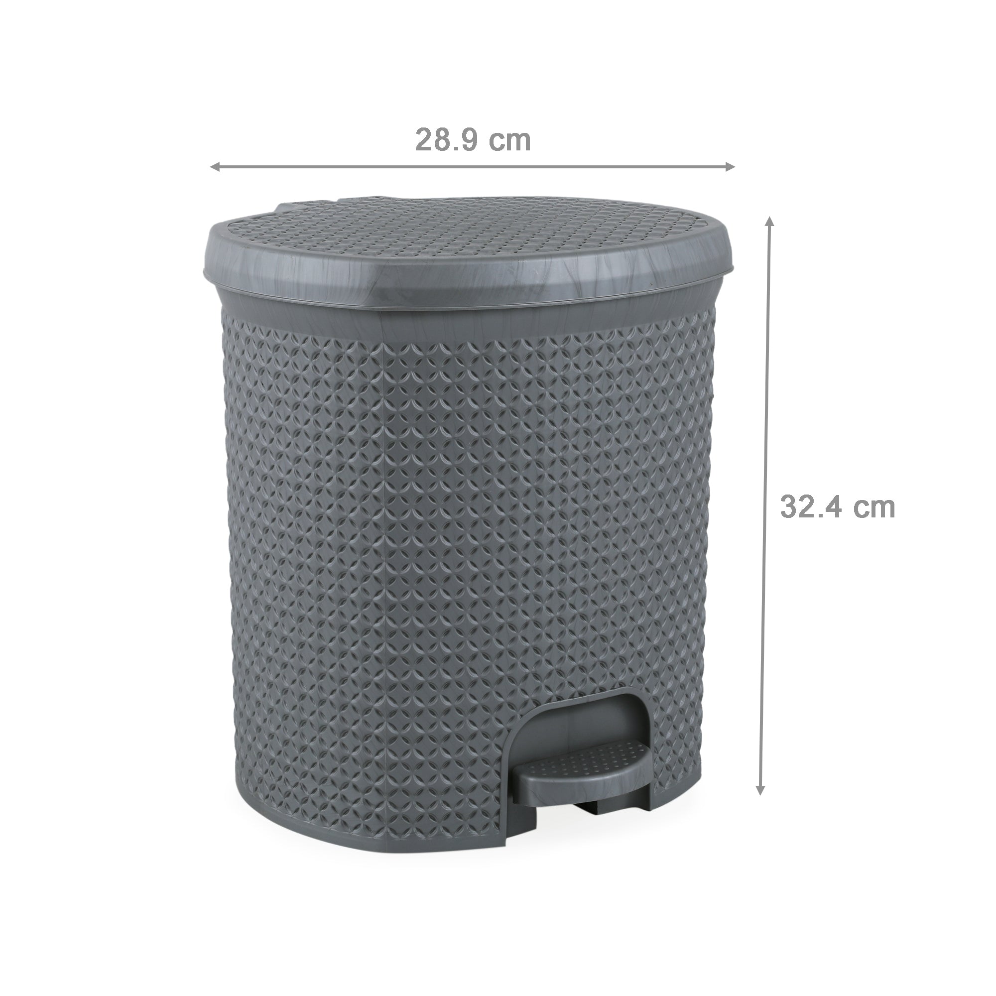 Diamond Plastic Pedal Dustbin with Inner Bucket 12 Ltr in Grey Colour