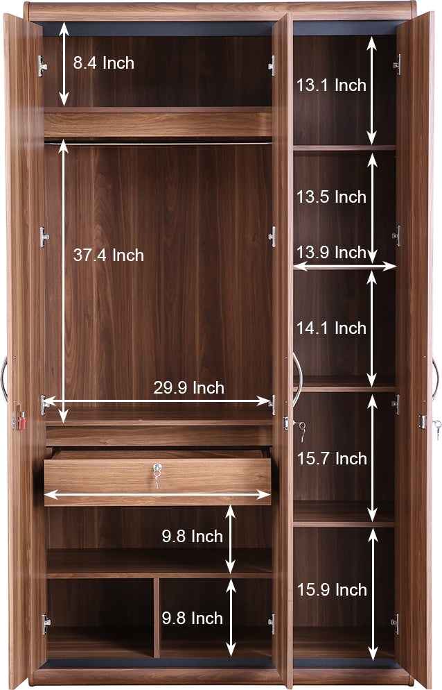 Archer Three door Wardrobe in Walnut Colour