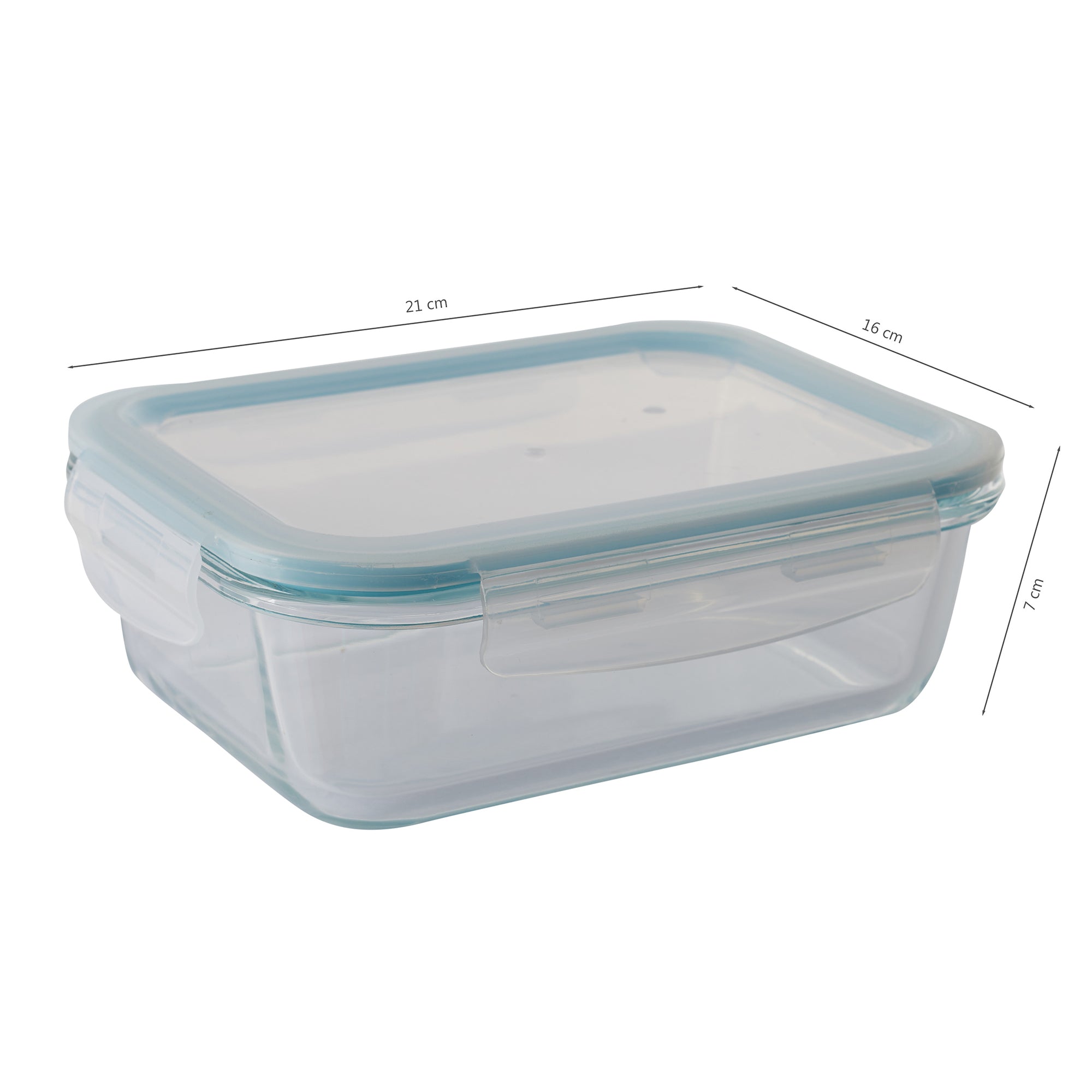 Robust Glass Rectangle Container with PP Lid 1050ML in Transparent Colour