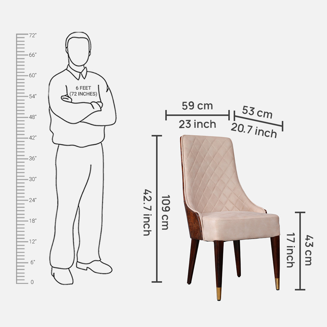 Delphine Dining Chair Set of 2 in Walnut Colour