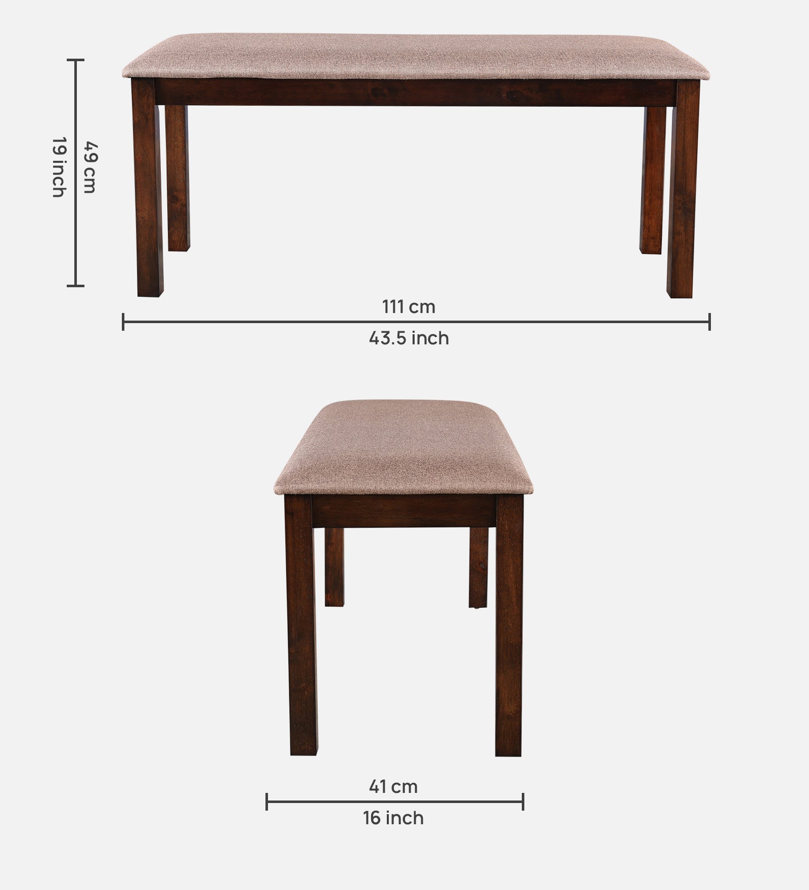 Aravali Rubberwood Six Seater Dining Bench in Antique Cherry Colour