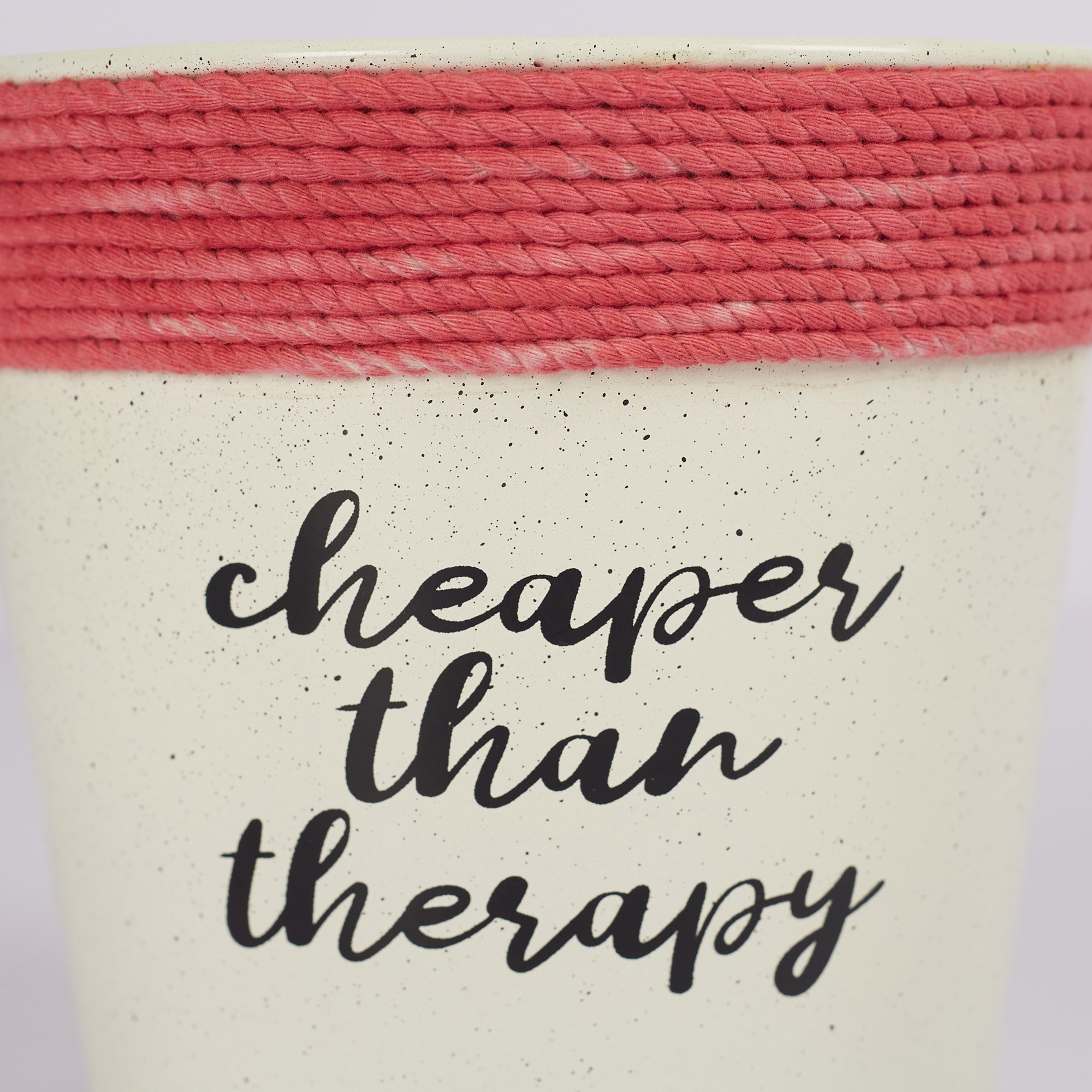Pep Pop Metal Funky Quote Planter 14Cm in Off White & Fuchsia Colour