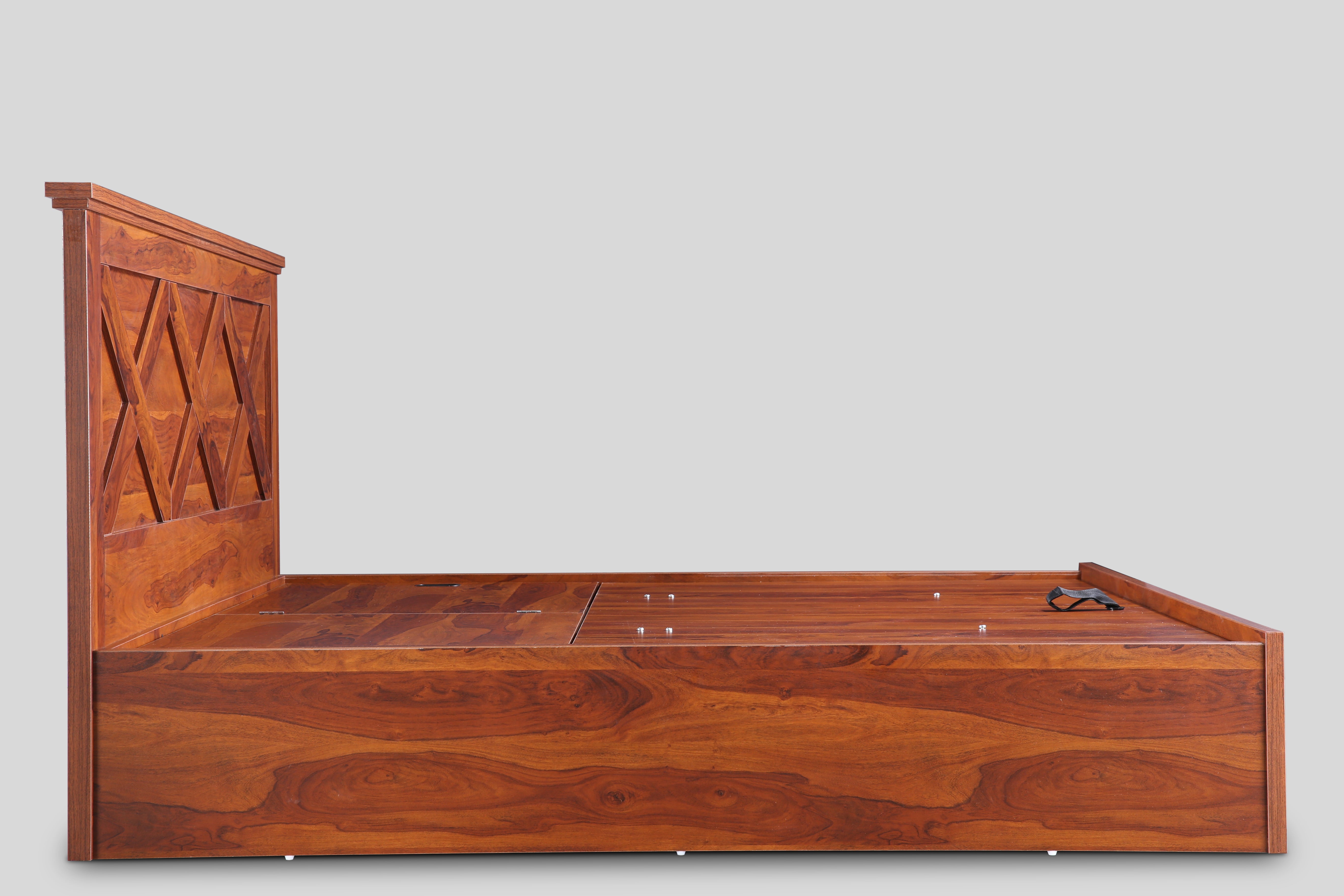 Antwerp King Bed with Hydraulic Storage in Sheesham Colour