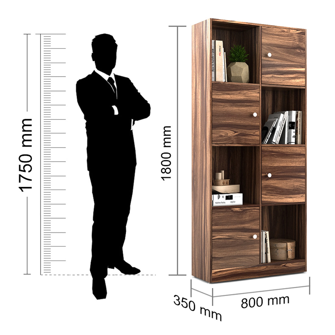 Matrix  Book Shelves in Asian Walnut Colour