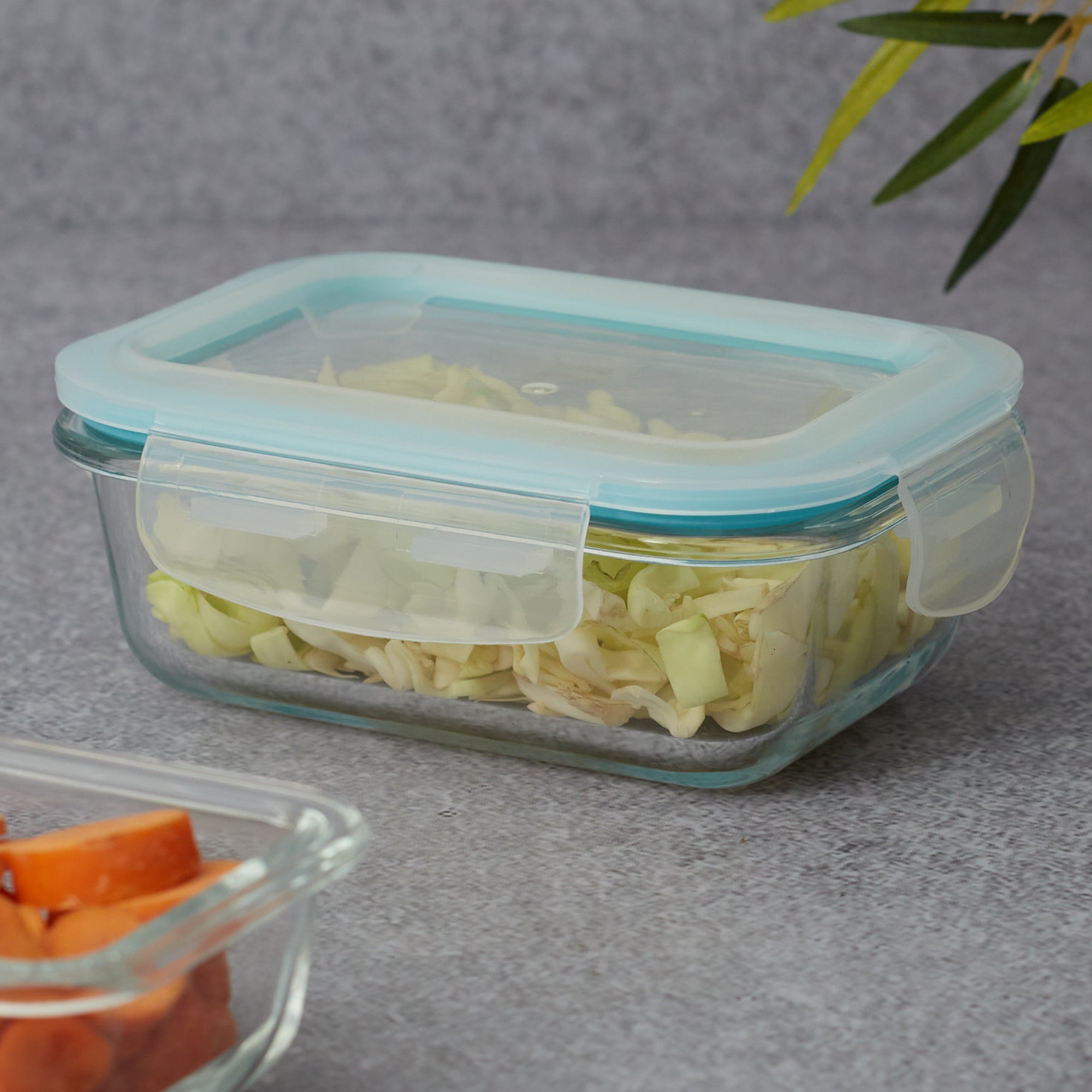 Robust Glass Rectangle Container with PP Lid 370ML in Transparent Colour