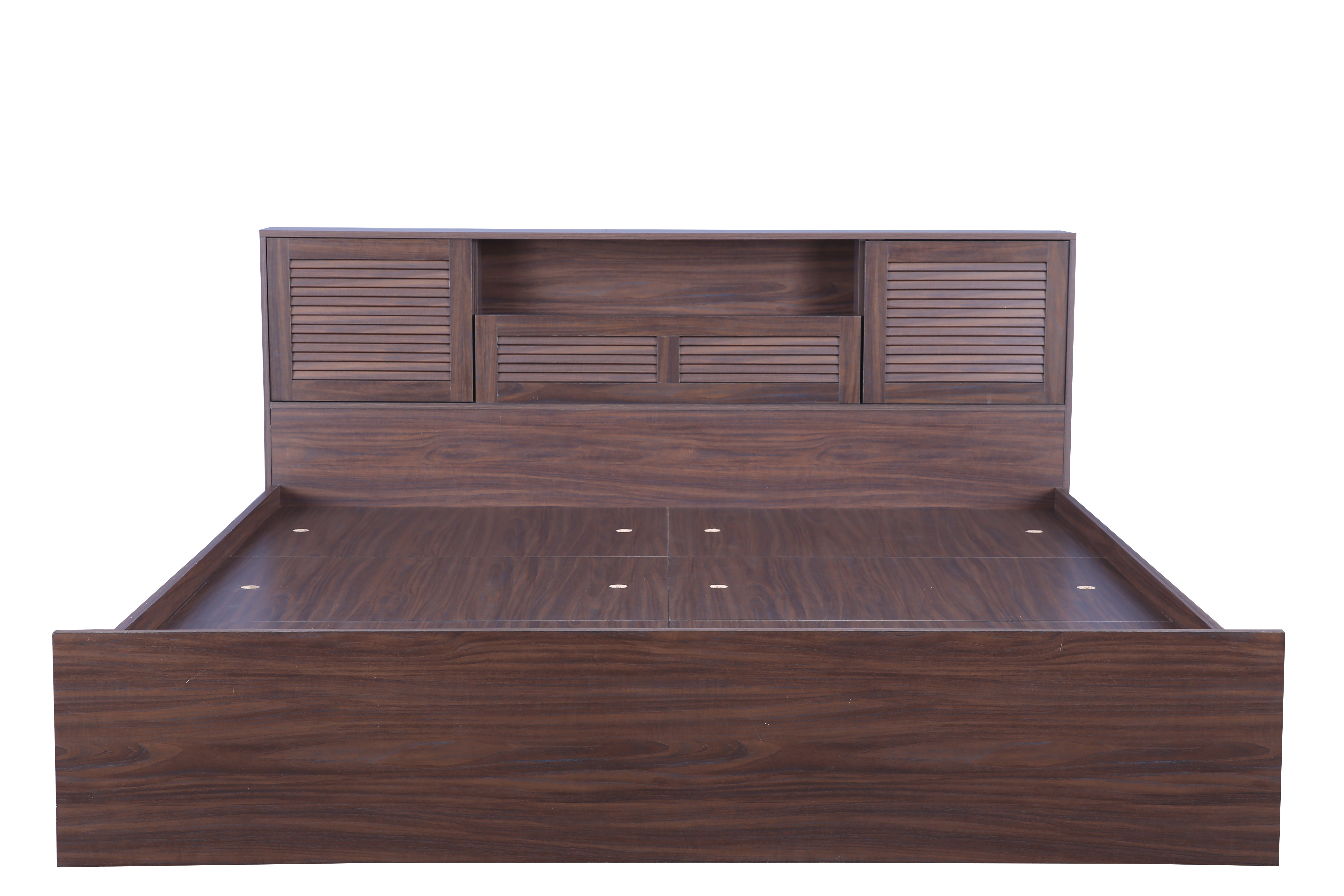 Bolton Queen bed with Box storage in Walnut Colour