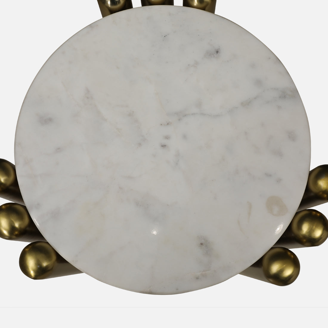 Regalia Marble Top Side Table in White & Gold Colour