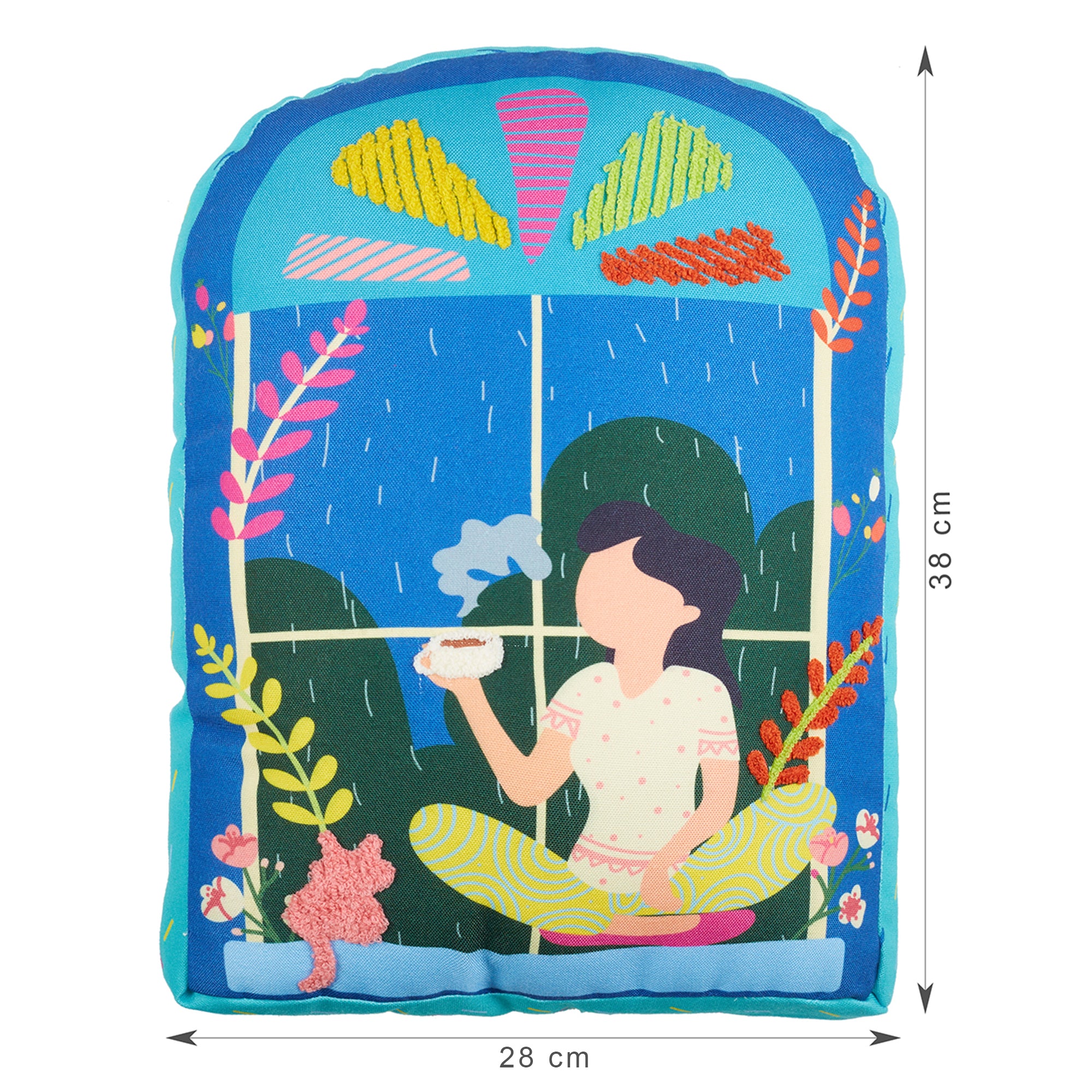 Good Life  Reversible Window Digital Printed Shaped Cushion 28x38 Cm in Green Colour