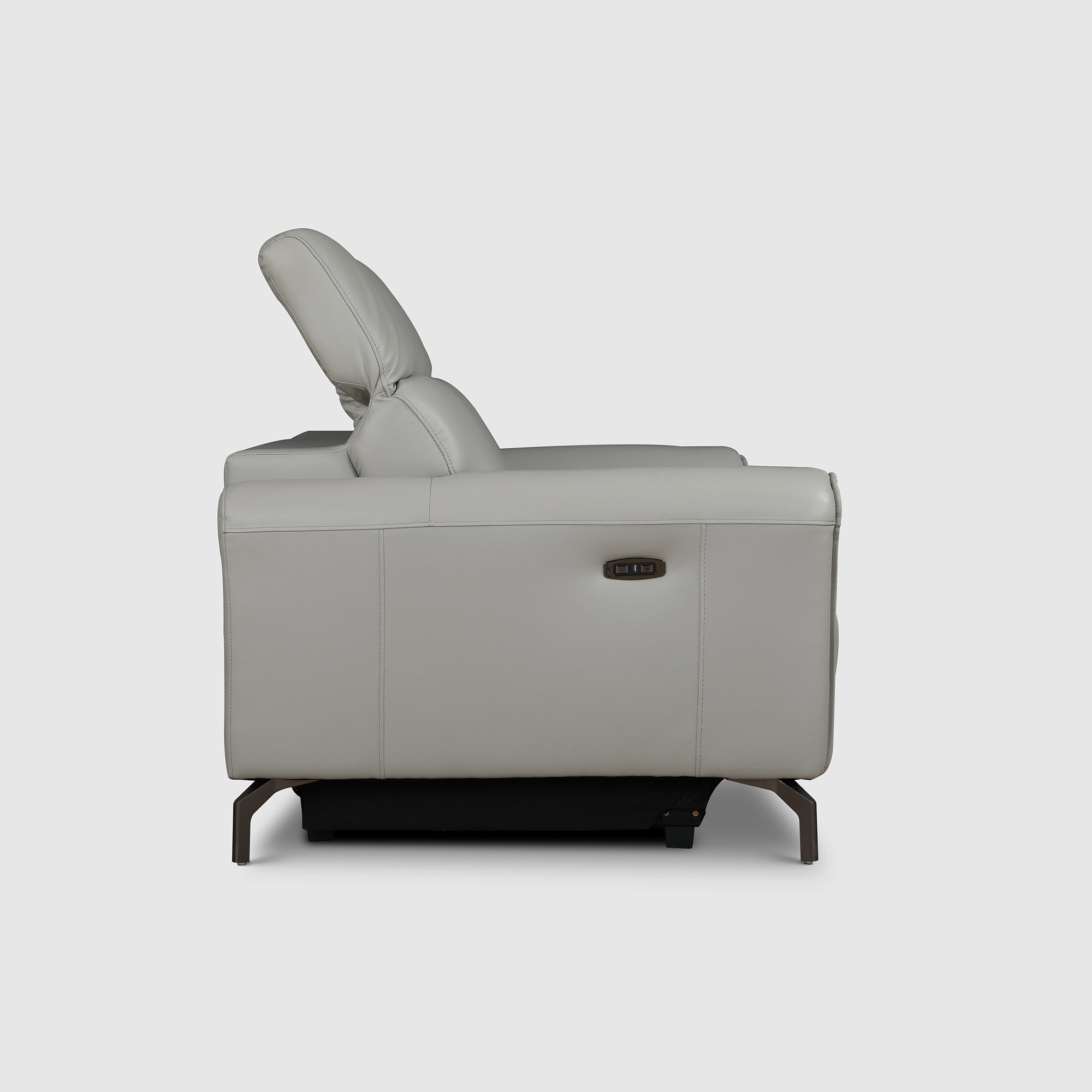 Emilia Half Leather Two Seater Electric Recliner in Light Grey Colour