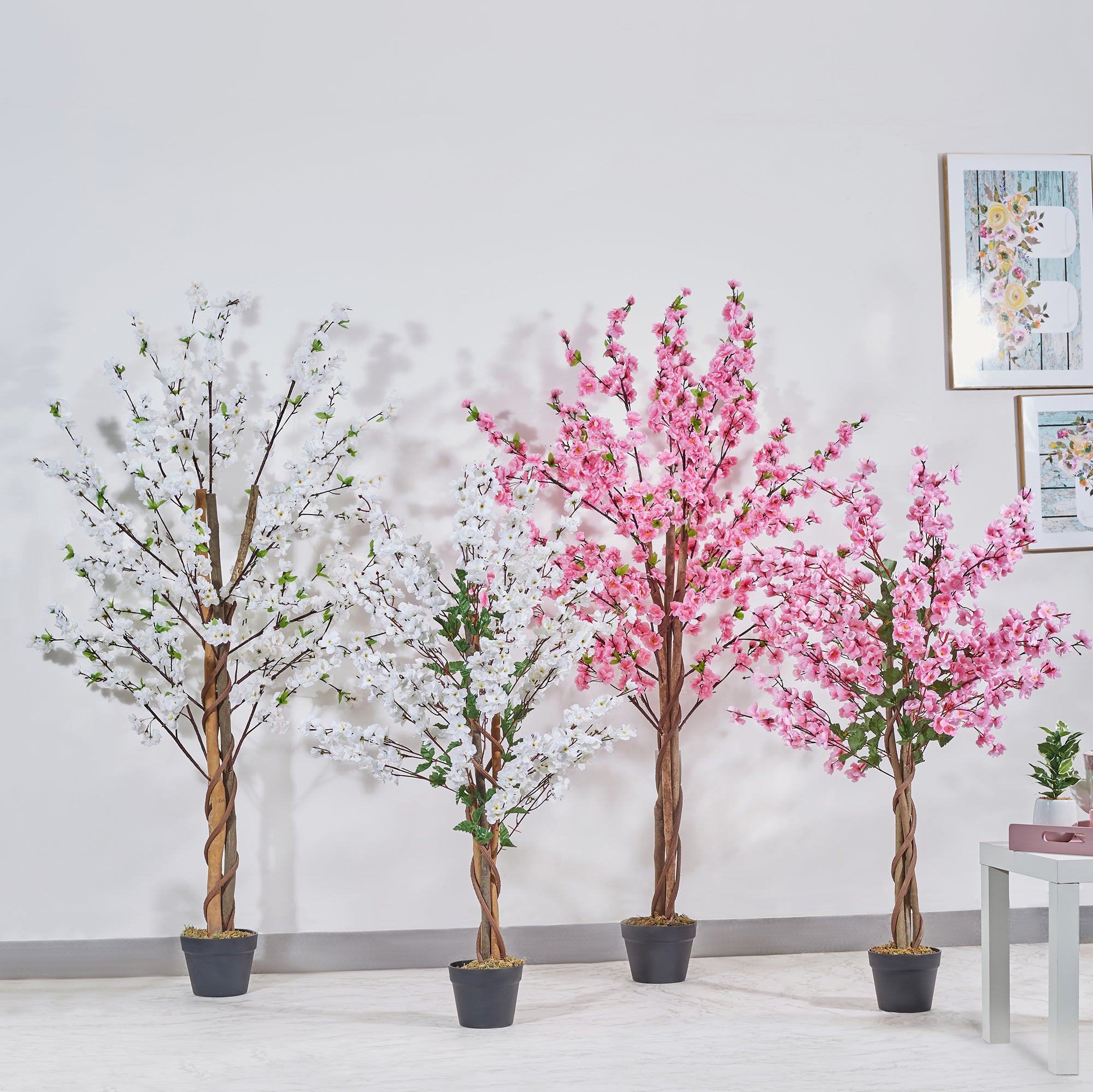 Ilana Artificial Peach Blossom Potted Tree 160Cm in White Colour