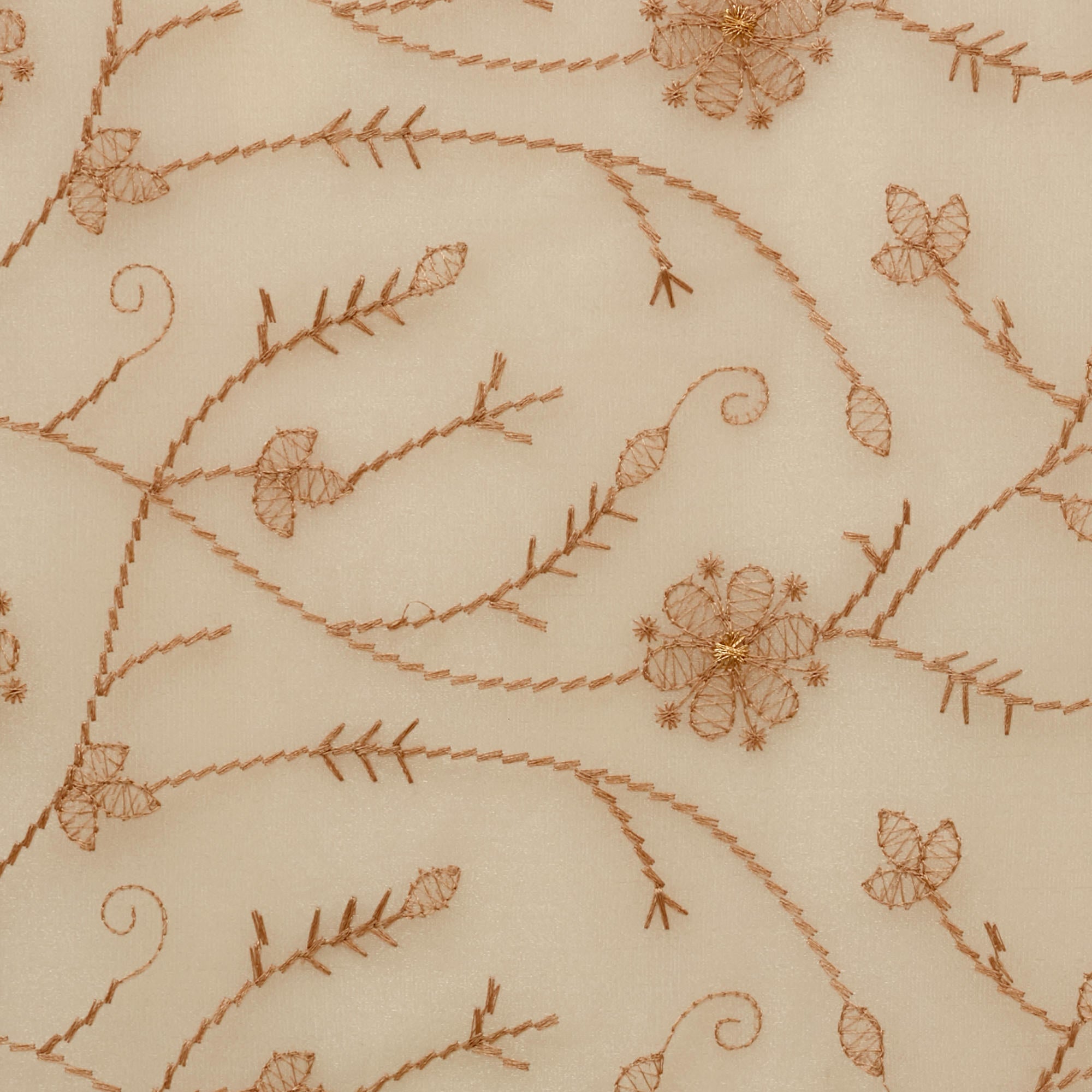 Amour Set Of 2 Embroidered Window Sheer Curtains 5 feet in Beige Colour