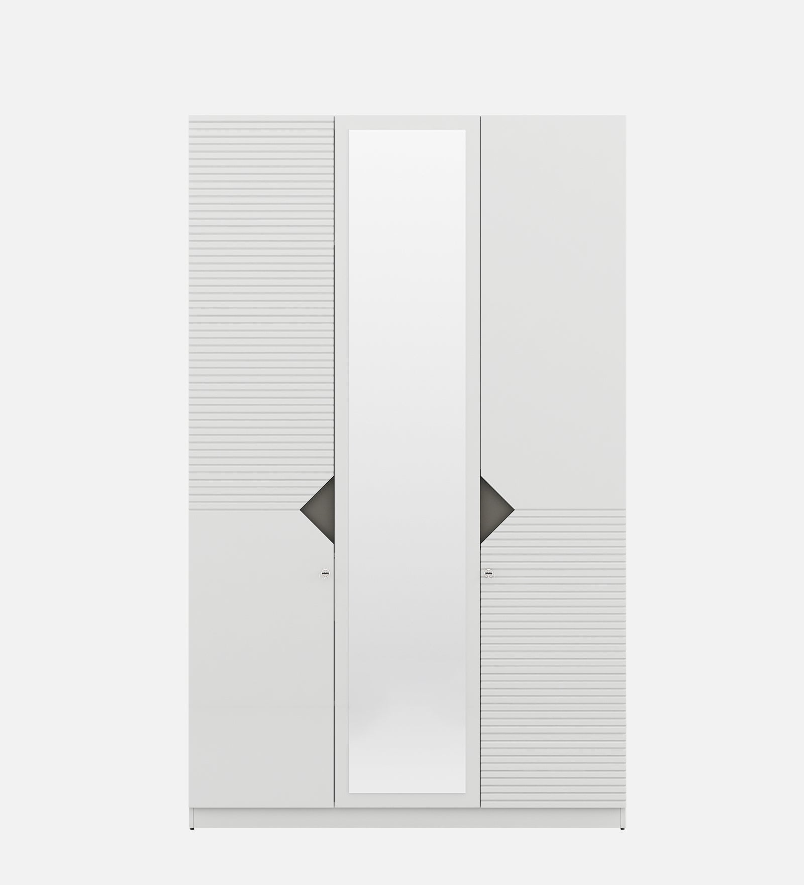 Gwen Three Door Wardrobe With Mirror in White Colour