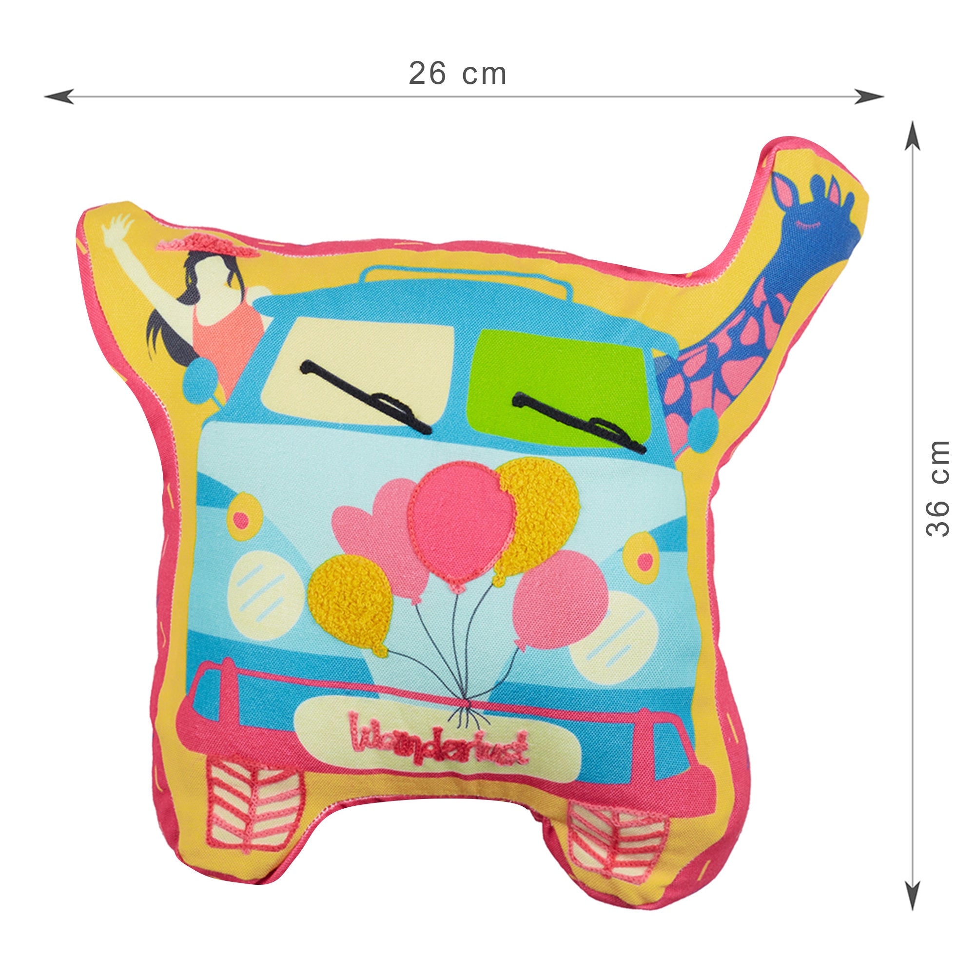 Good Life  Reversible Van Digital Printed Shaped Cushion 26x36 Cm in Aqua Colour