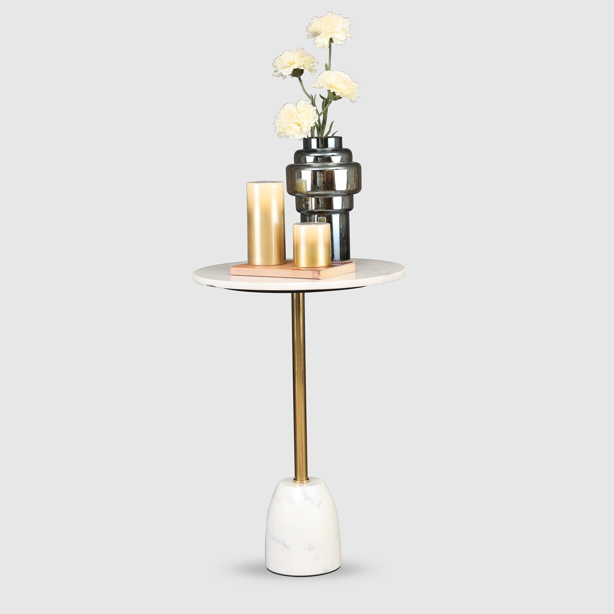 Julios Metal Side Table in Gold & White Colour