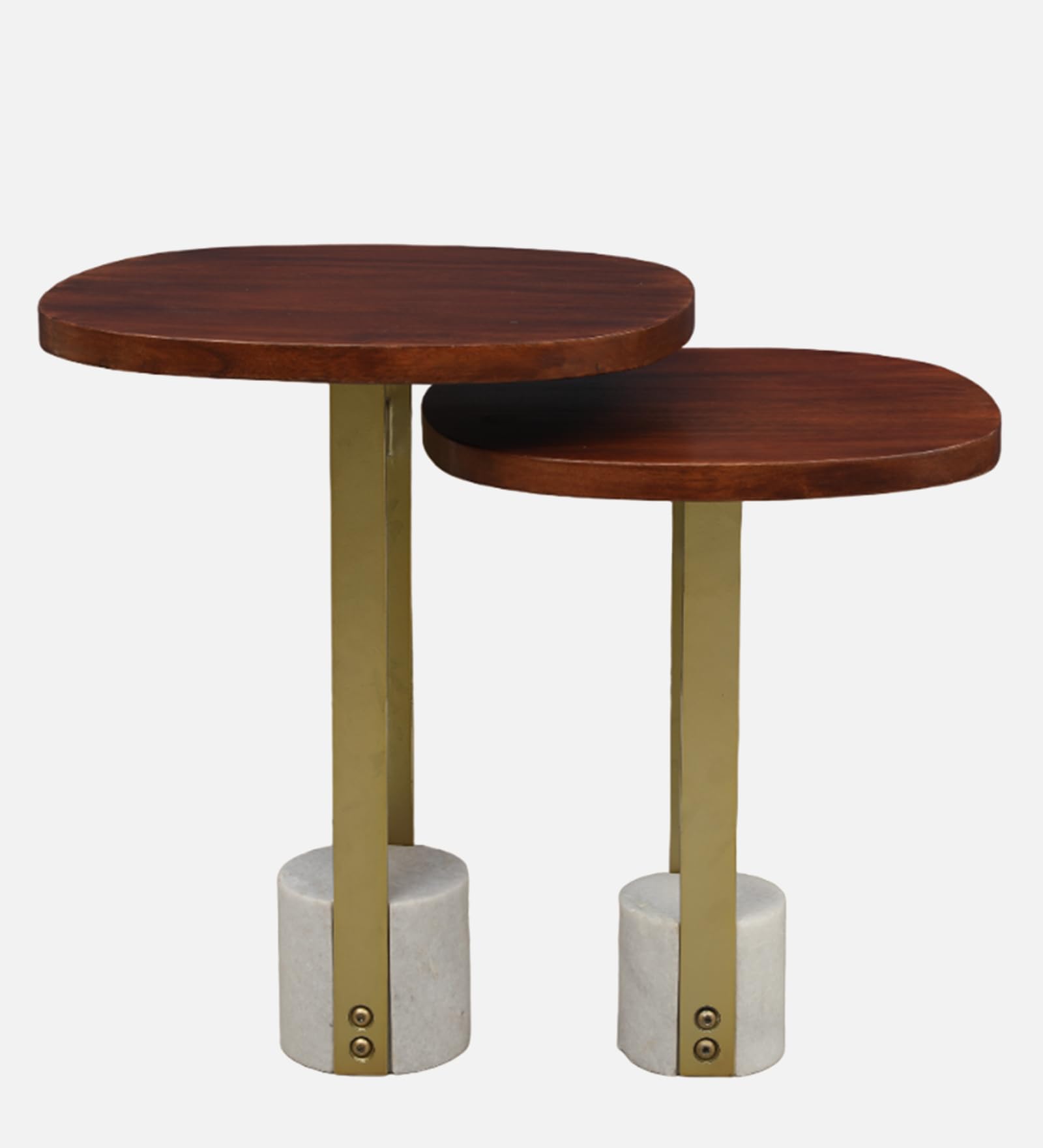 Celestia Marble Top Nest of Table in Walnut & White Colour