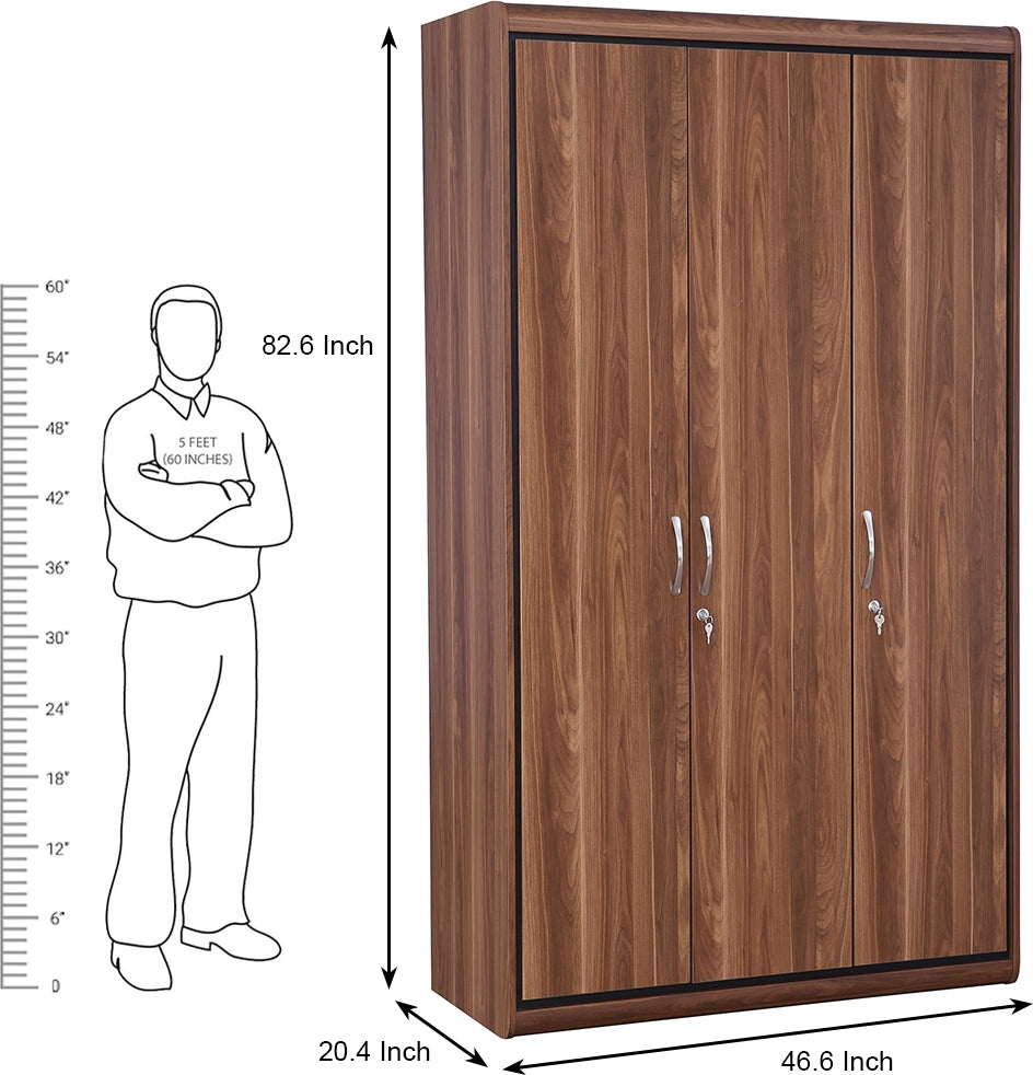 Archer Three door Wardrobe in Walnut Colour