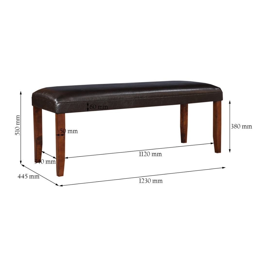 Eden Solidwood Dining Bench for 6 Seater in Brown Colour