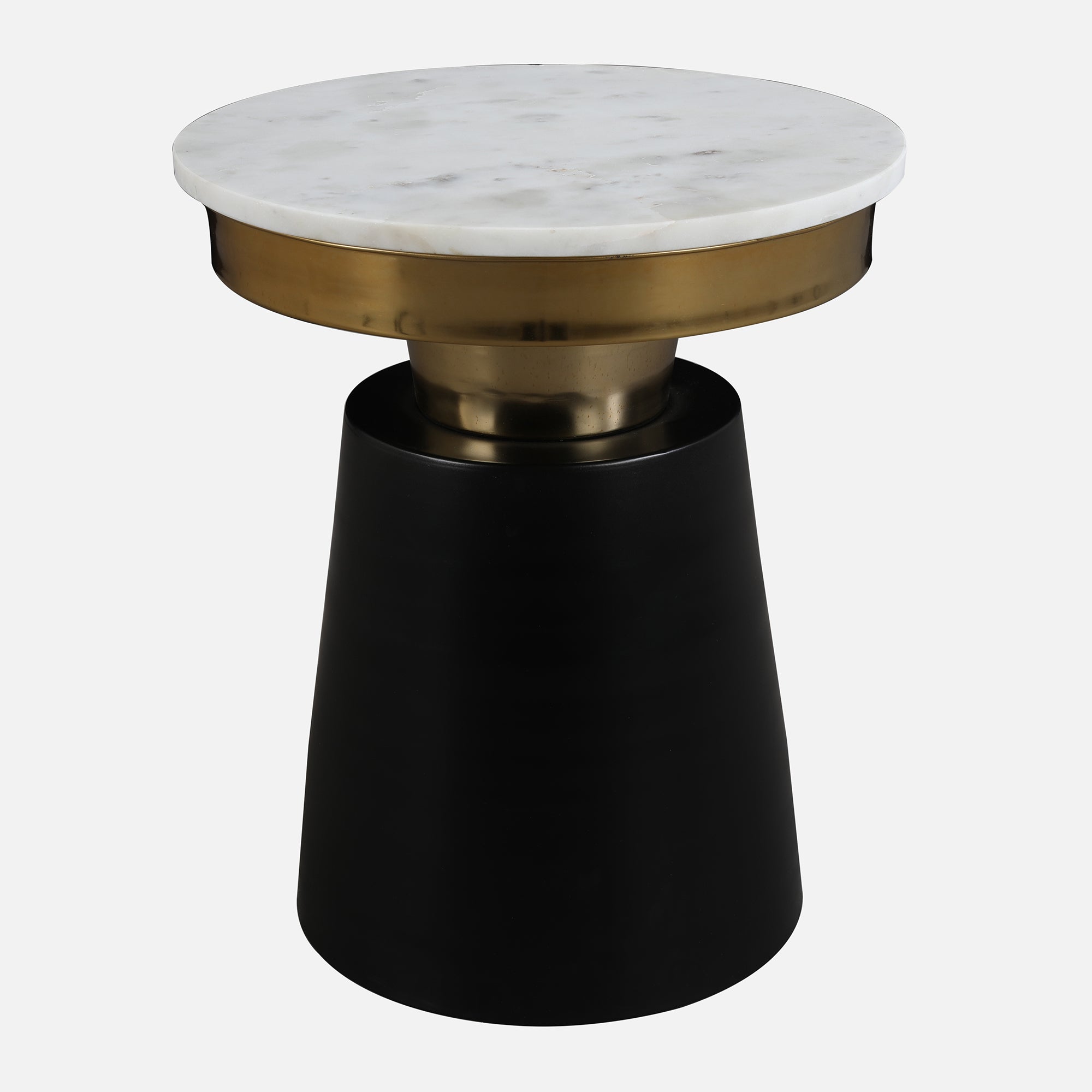 Chelsea Marble & Iron Side Table in White, Black & Gold Colour