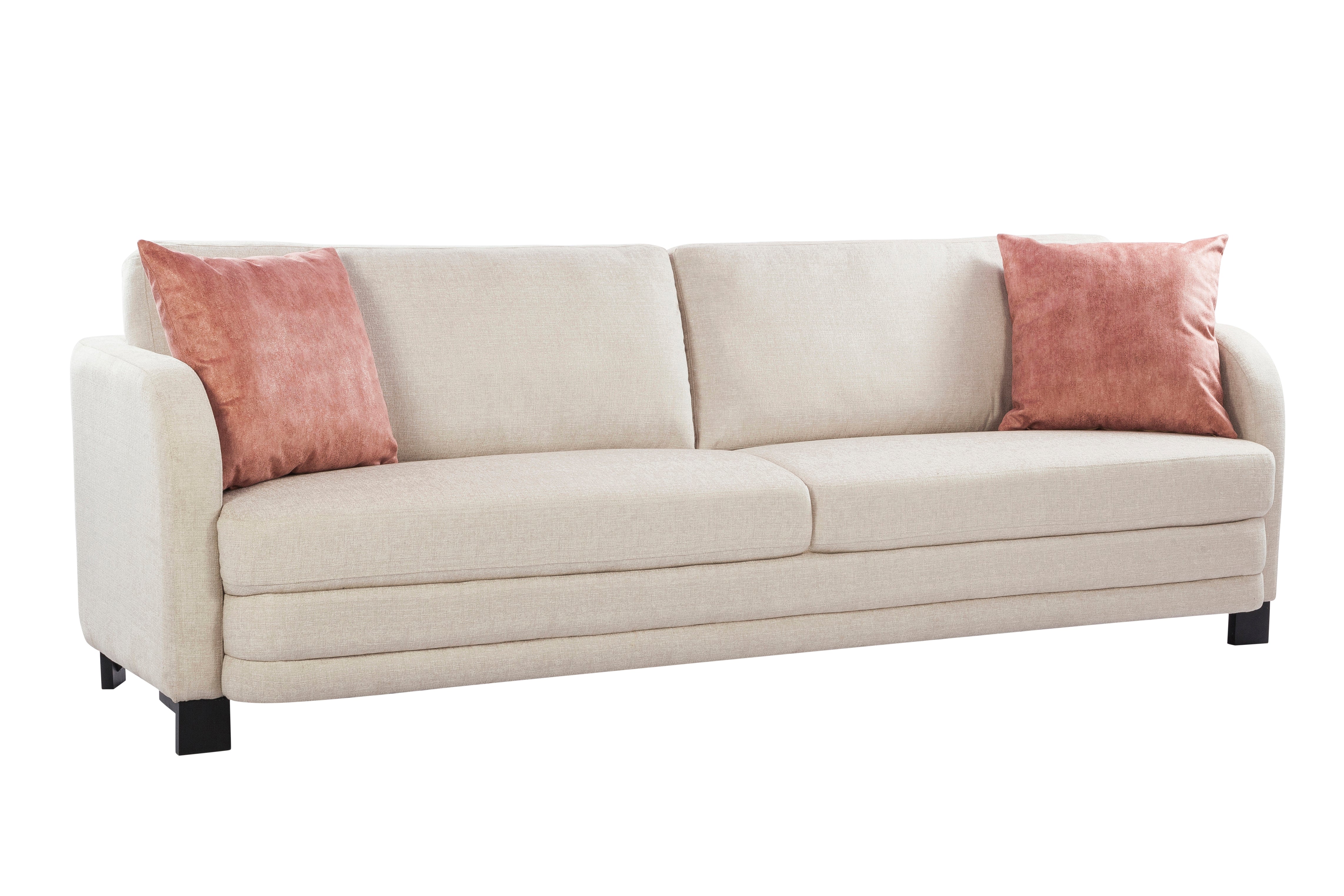Grace Fabric Four Seater Sofa in Beige Colour