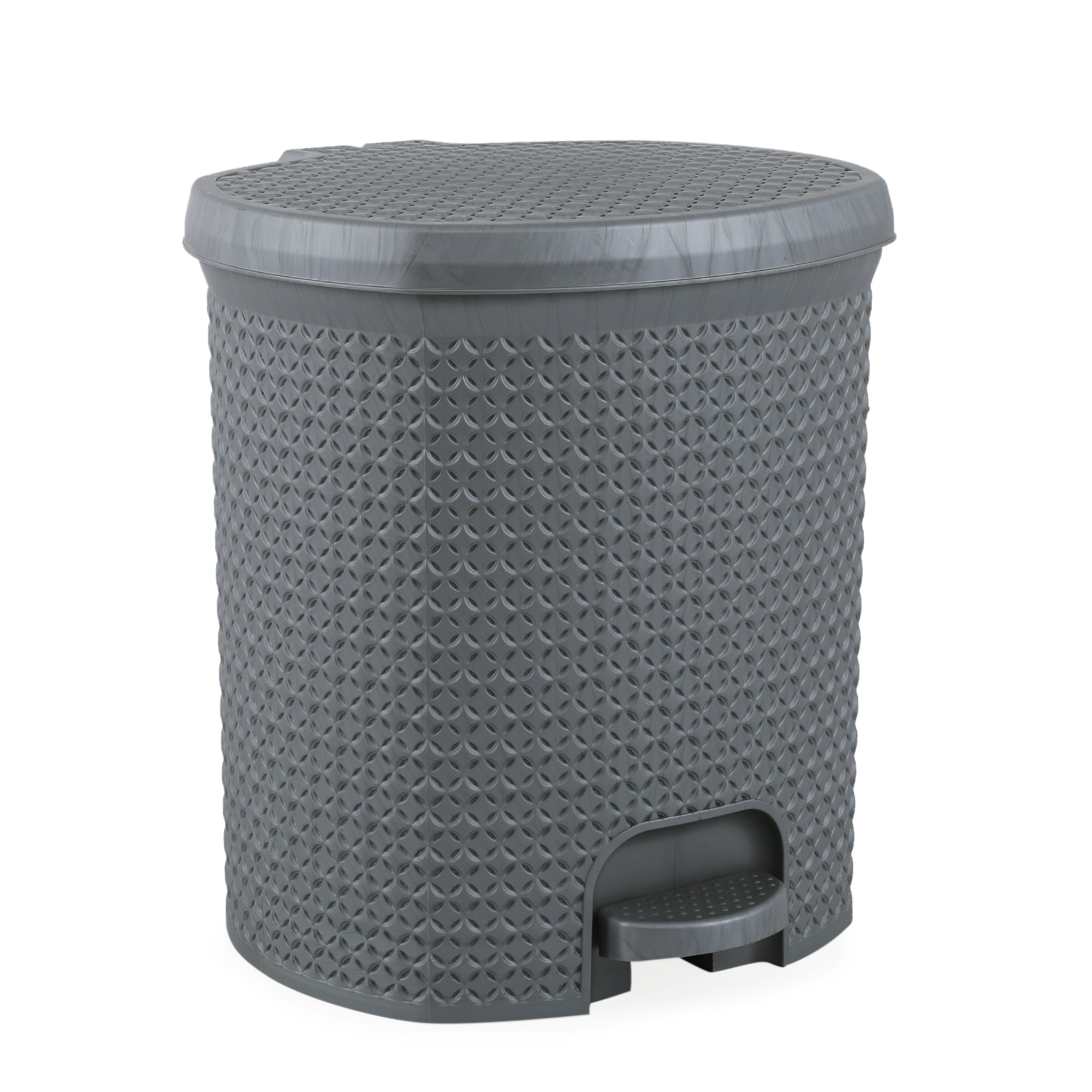 Diamond Plastic Pedal Dustbin with Inner Bucket 12 Ltr in Grey Colour