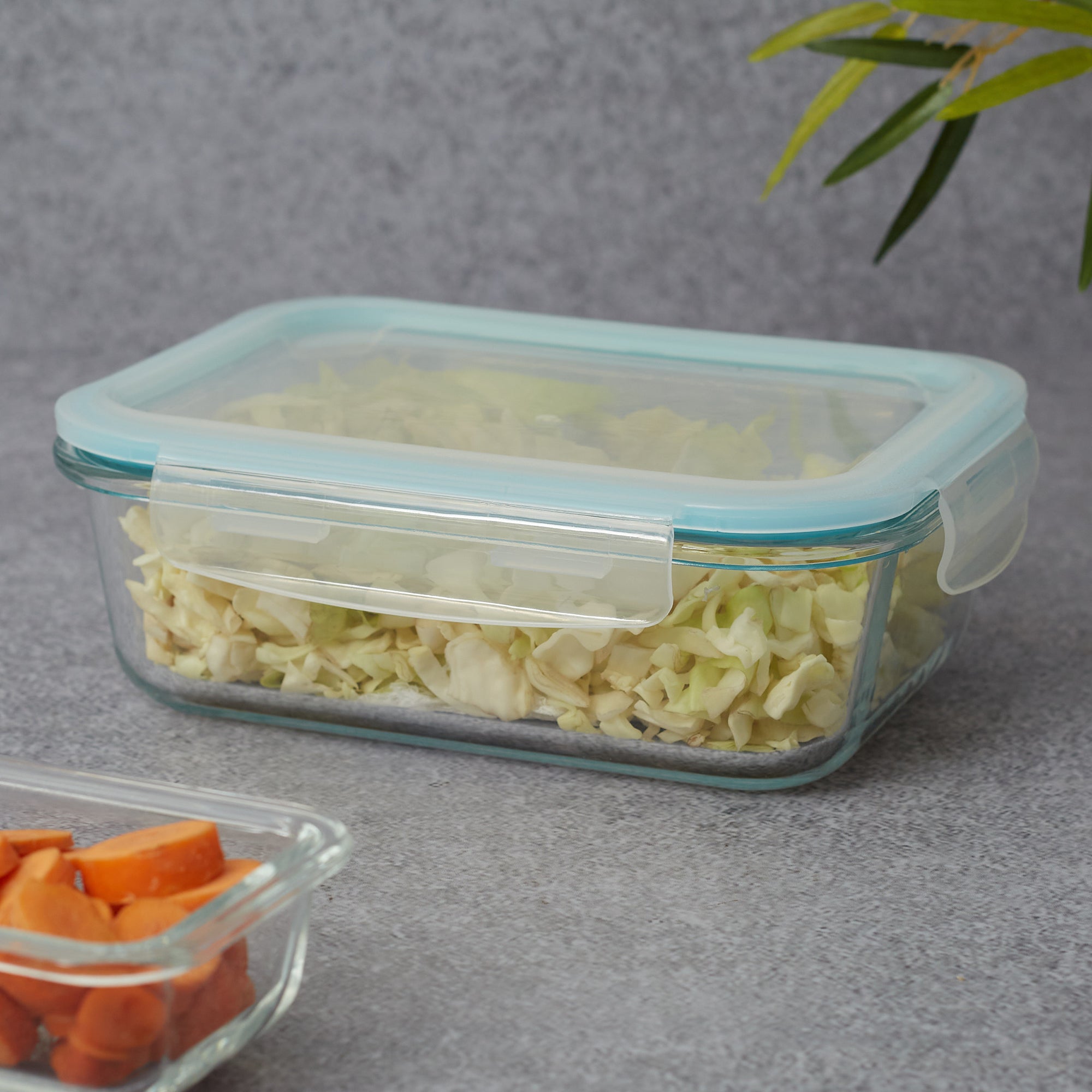 Robust Glass Rectangle Container with PP Lid 1050ML in Transparent Colour