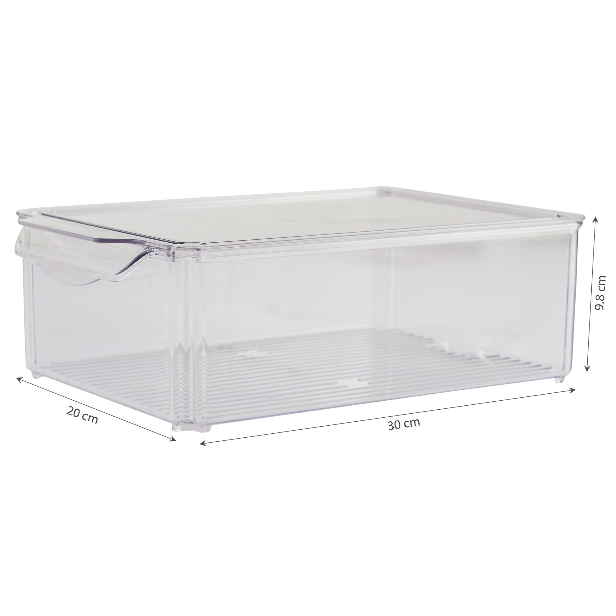Robusto PET BPA Free Stackable Fridge Organizer with Lid & Drain- 5.7 Ltr in Transparent Colour