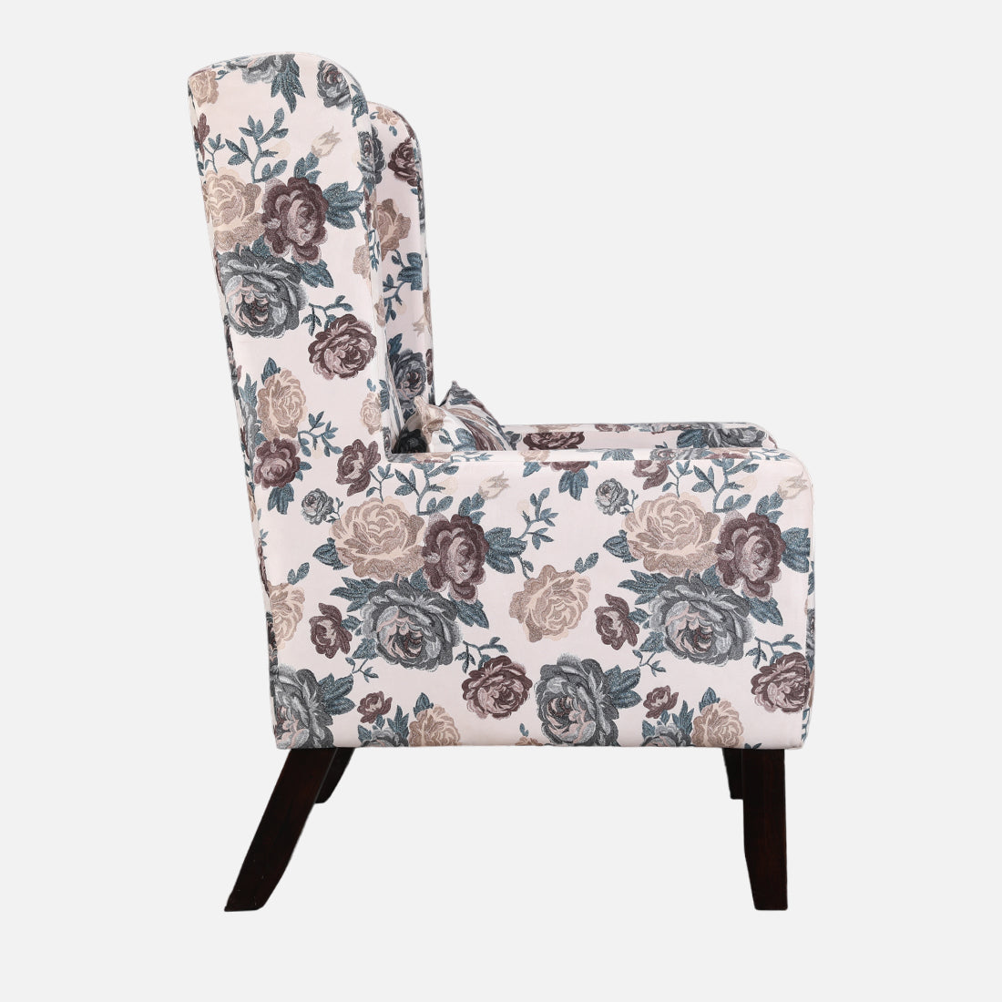 Daisy Fabric Wing Chair in White Colour