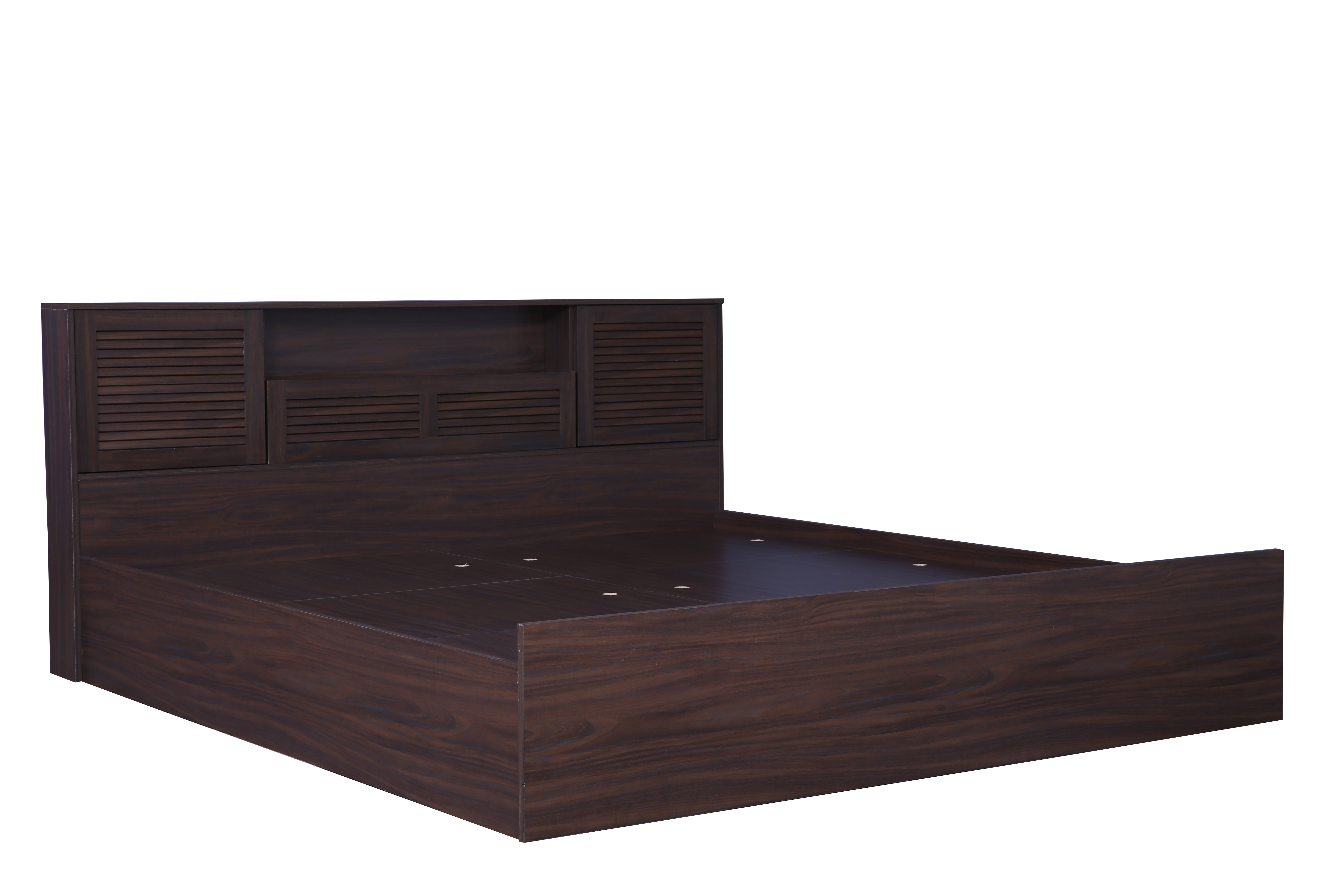 Bolton Queen bed with Box storage in Walnut Colour