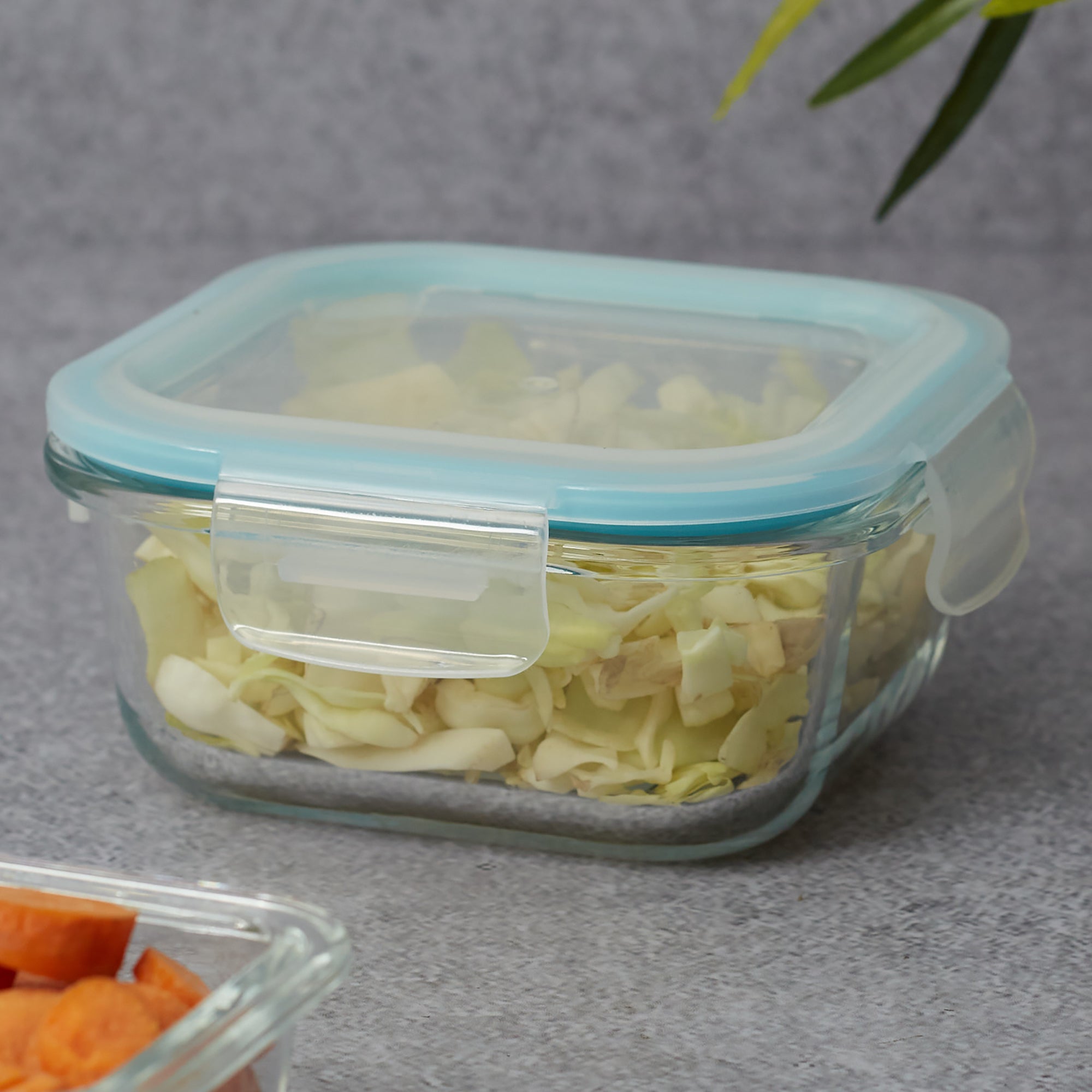 Robust Glass Square Container with PP Lid 520ML in Transparent Colour