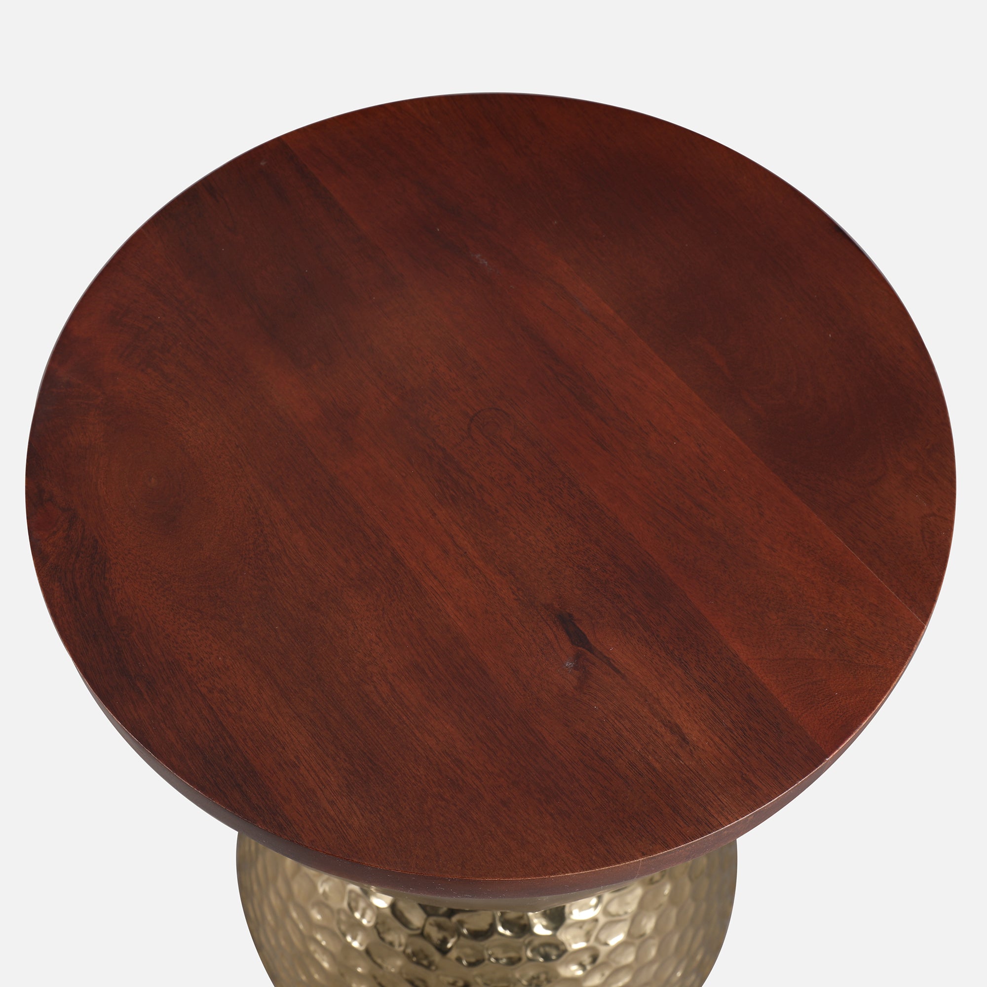 Mirbah Wood & Iron Side Table in Brown & Gold Colour