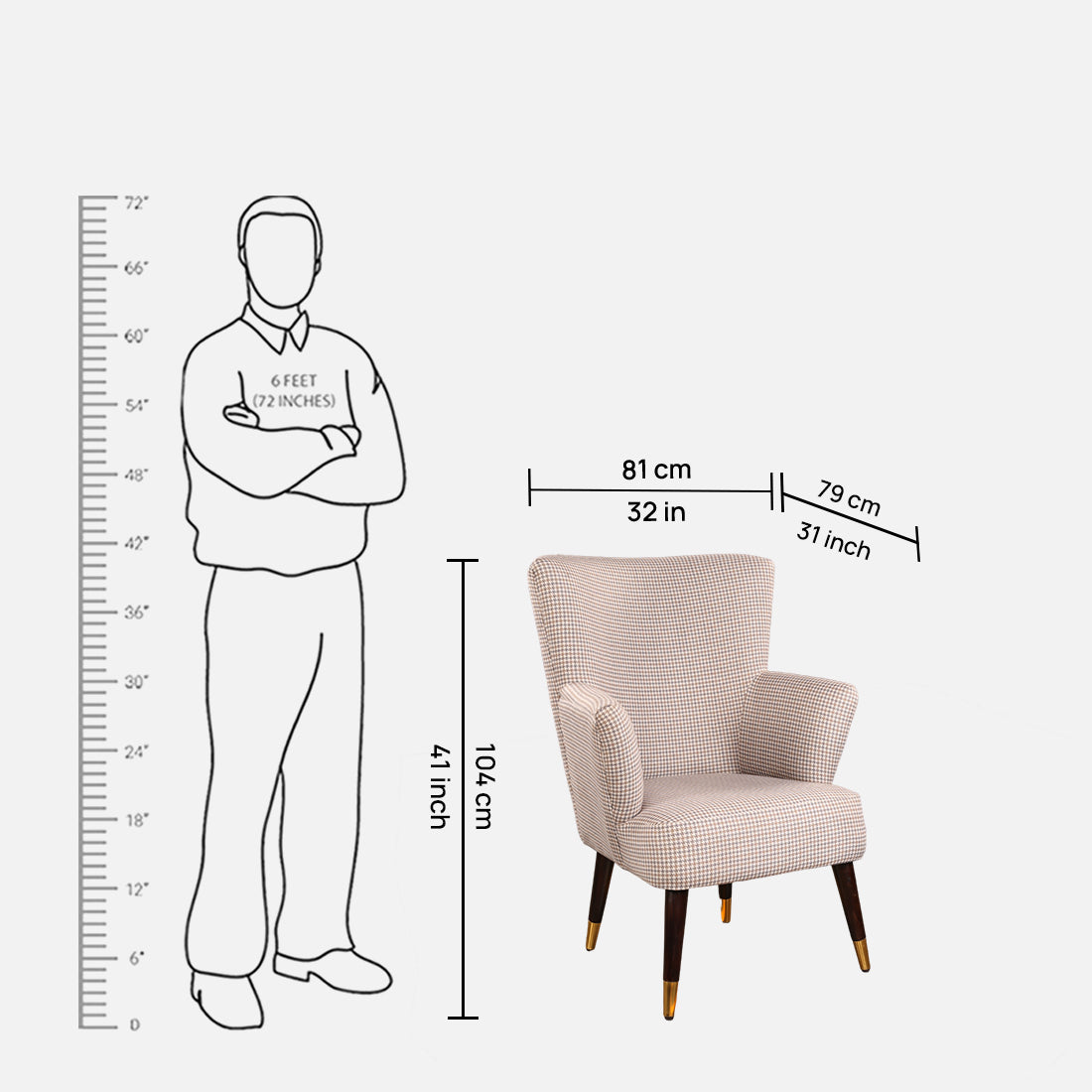 Peony Fabric Arm Chairs in Beige Colour
