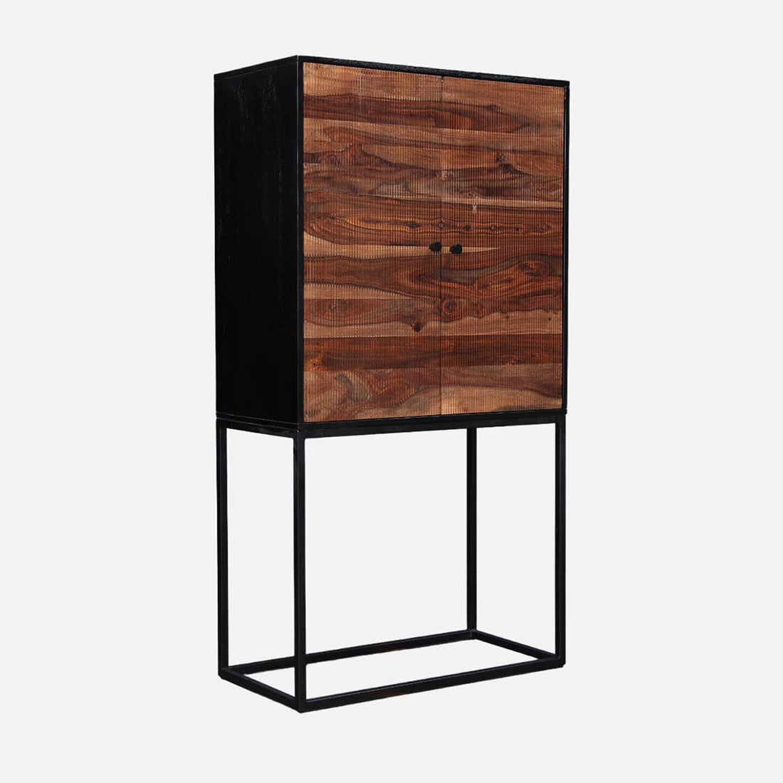 Sven Sheesham Wood(Rosewood) Storage Cabinets in Natural Sheesham & Black Colour