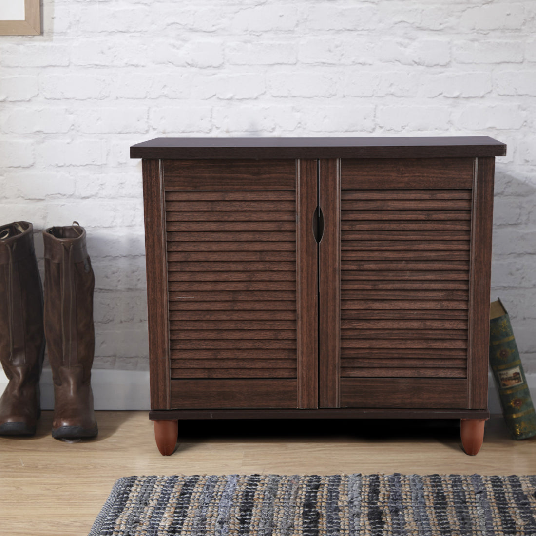 Riveria Engineered Wood Shoe Rack in Wenge Colour