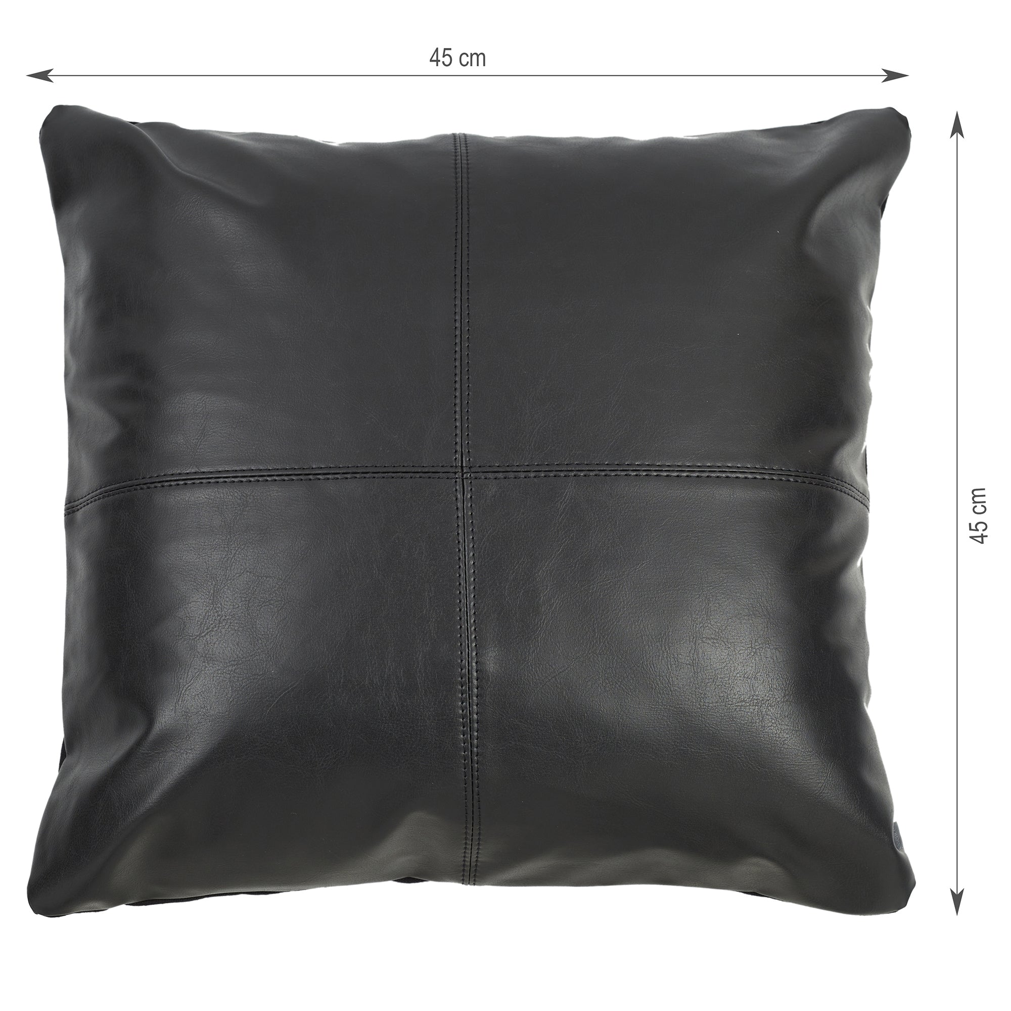 Luxe Living  Vegan Leather Cushion Cover 45x45 Cm in Black Colour