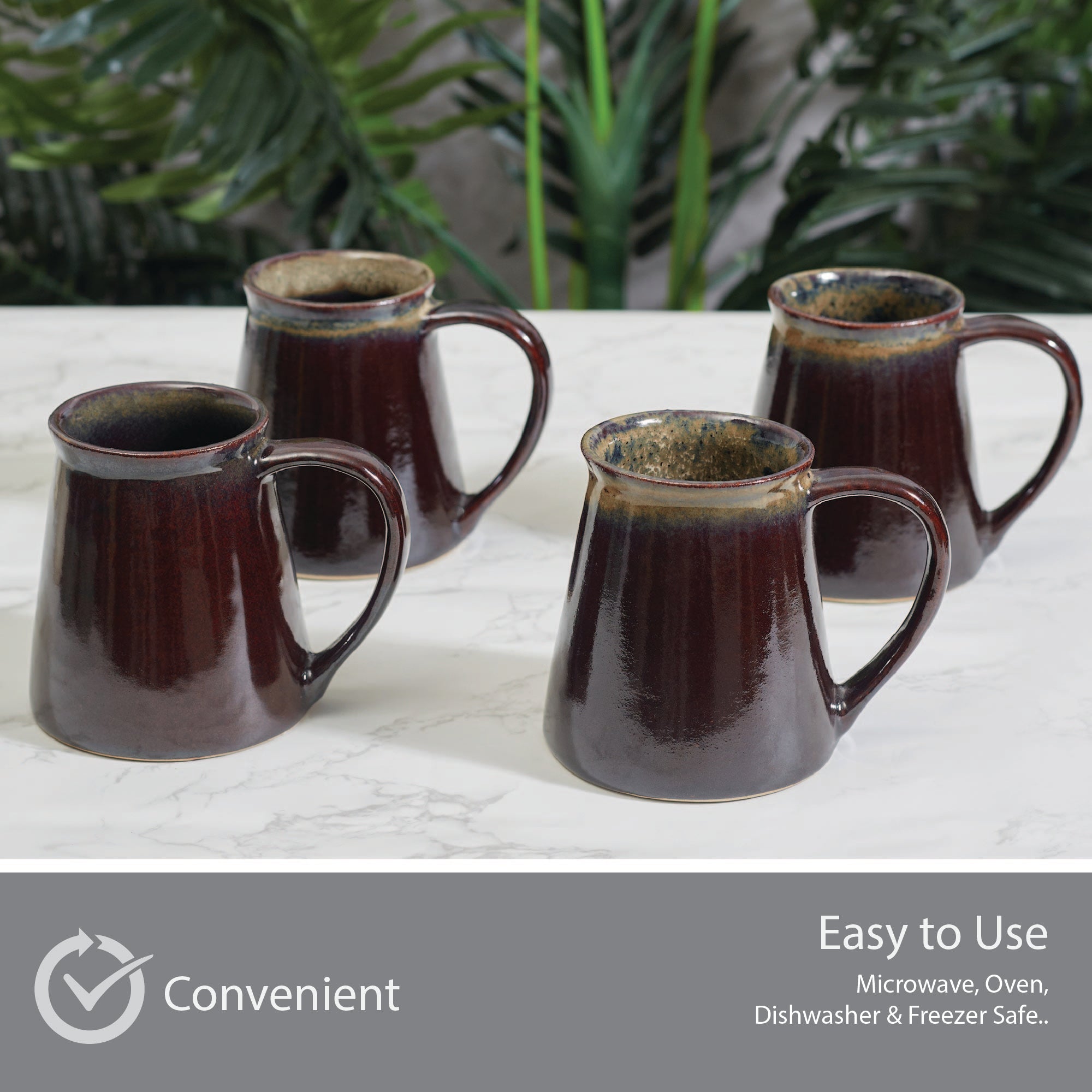 Fiesta Studio Pottery Ombre Coffee Mug 300 ML Set of 4 in Rust Colour