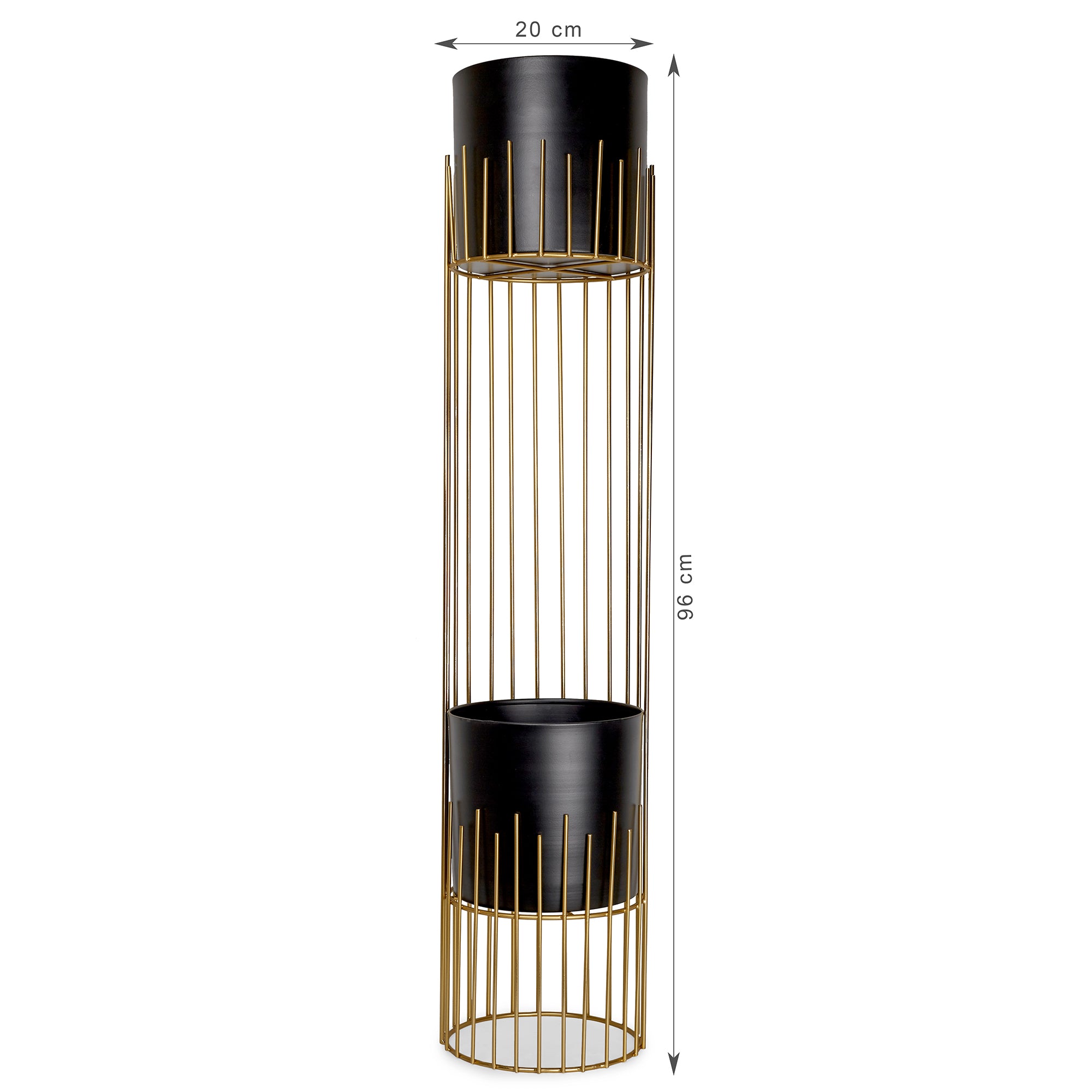 Artiskylar Metal Matt Finish 2 Tier Planter 96 Cm in Black and Gold Colour