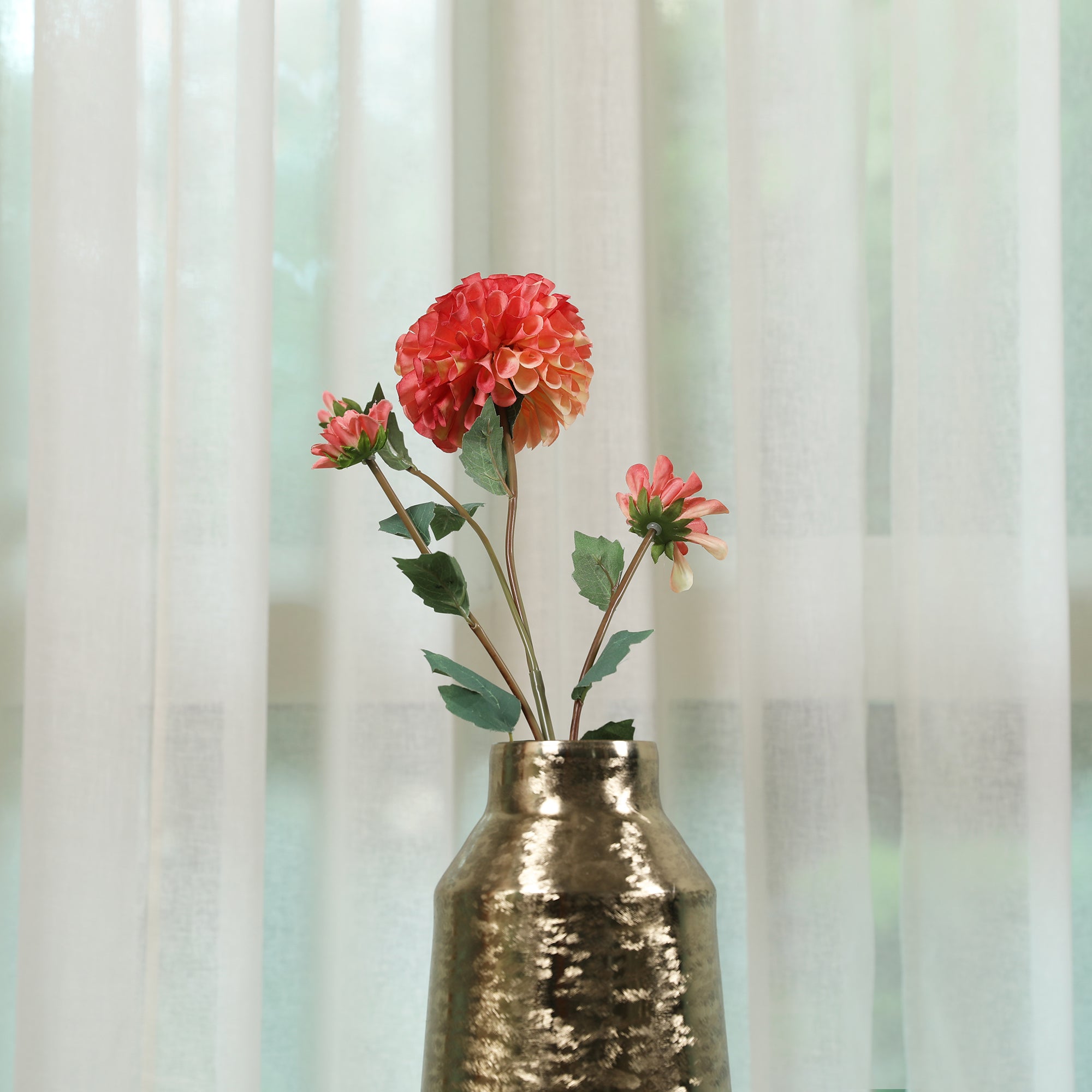 Blume Artificial Flower Dahlia Stem 78cm in Peach Colour By Living Essence