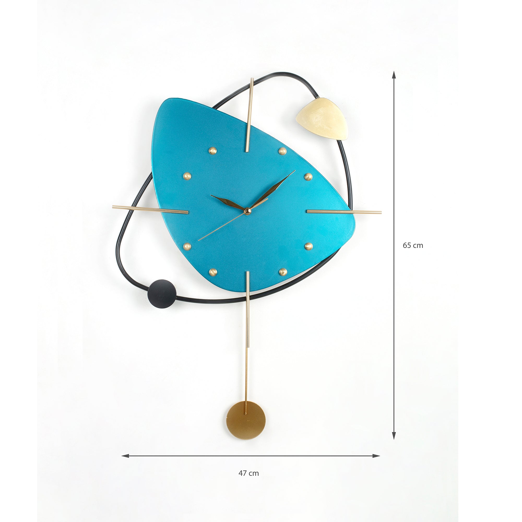 Rhythm Metal Triangular Pendulum Wall Clock in Seagreen Colour