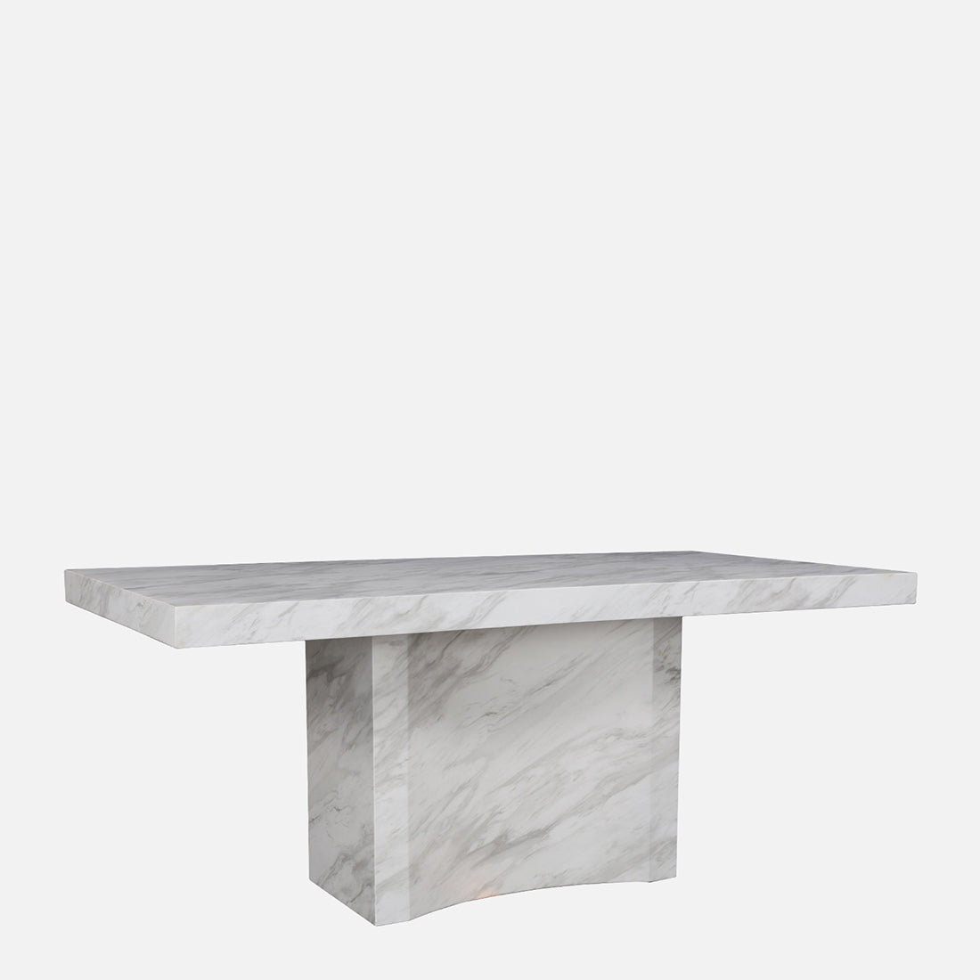 Garnet Marble Finish Six Seater Dining Table in White Colour