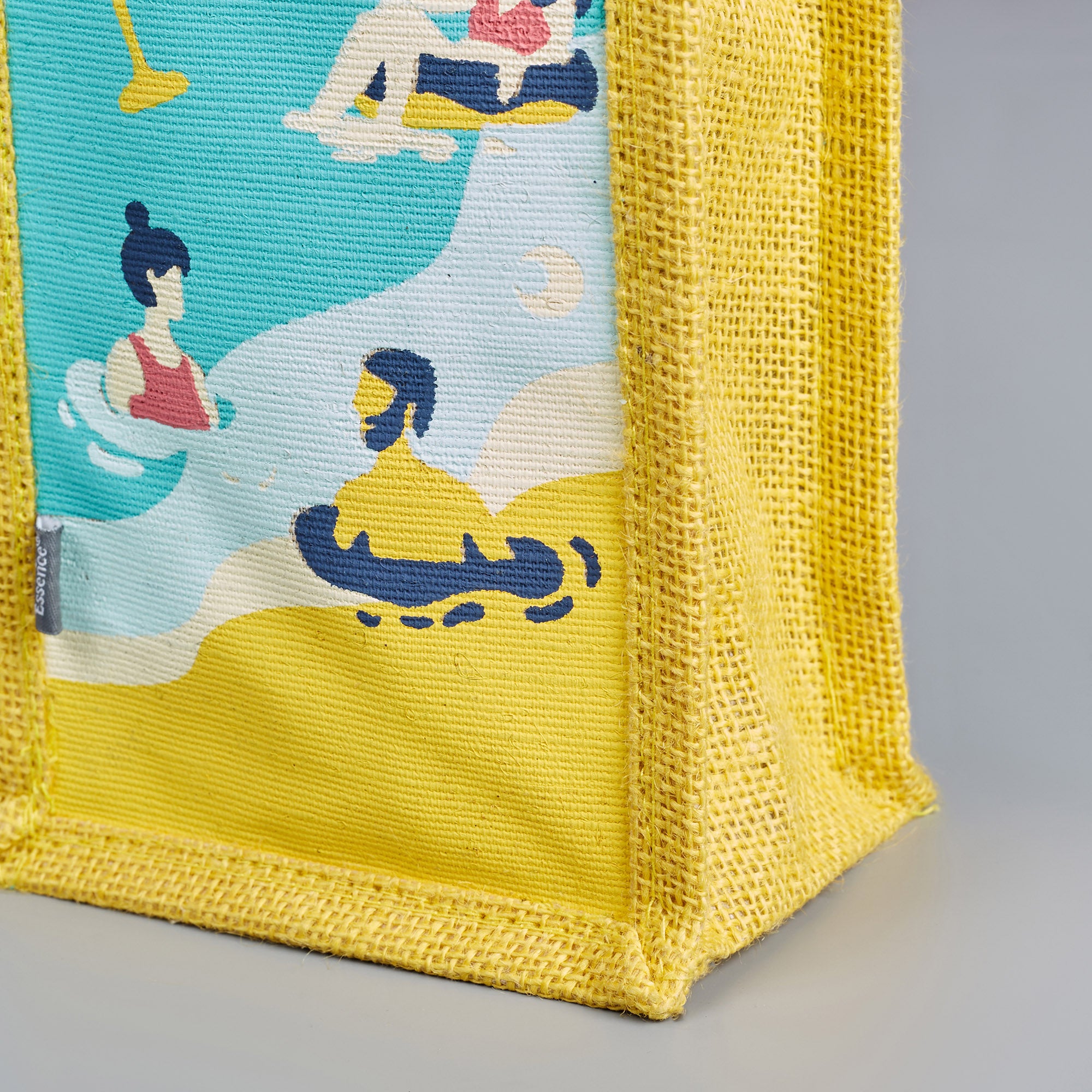 Good Life Jute Reversible Stay Hydrated Printed Zuco Bottle Bag 12 x 35.5 Cm in Turq & Yellow Colour