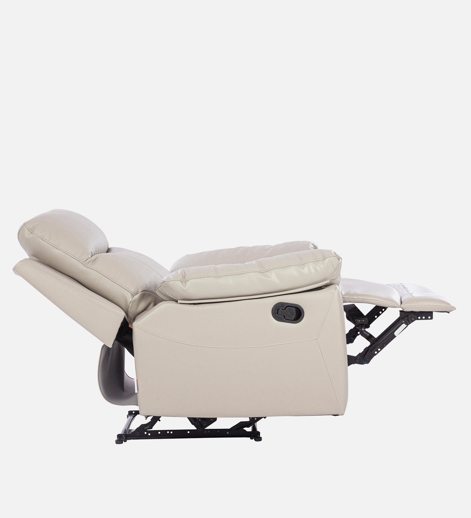Quantum Half Leather Single Seater Recliner in Light Grey Colour