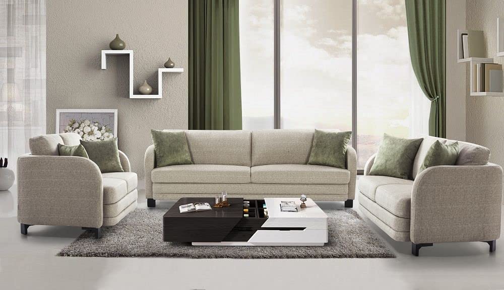 Grace Fabric Four Seater Sofa in Grey Colour